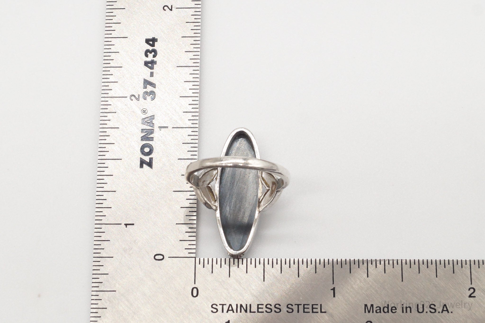 Antique Designer Uncas Hematite Sterling Silver Ring - Size 5.75