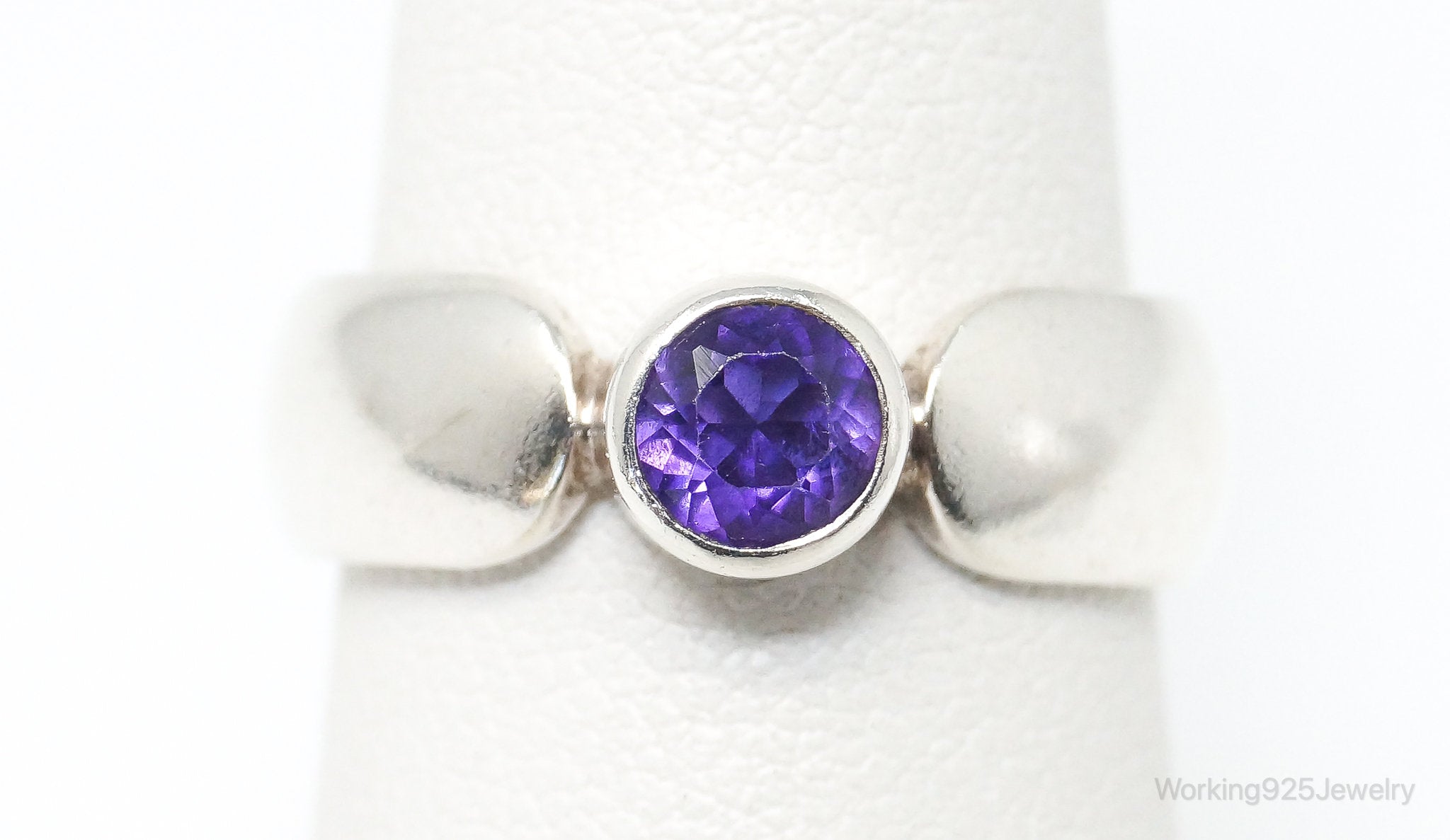 Vintage Designer Firth Modernist Amethyst Sterling Silver Ring SZ 7