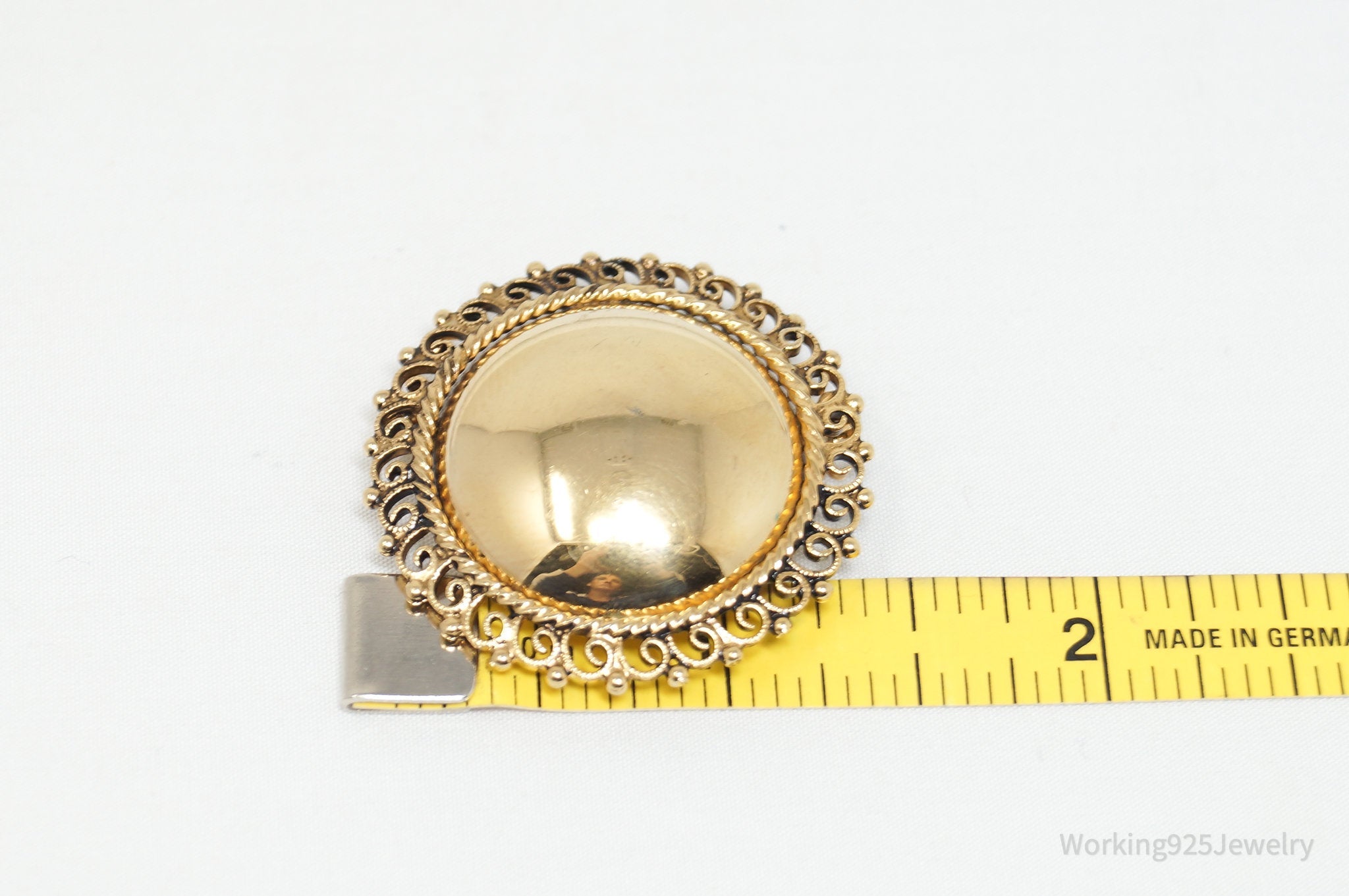 Vintage Designer Danecraft Large Gold Wash Sterling Silver Pin Brooch