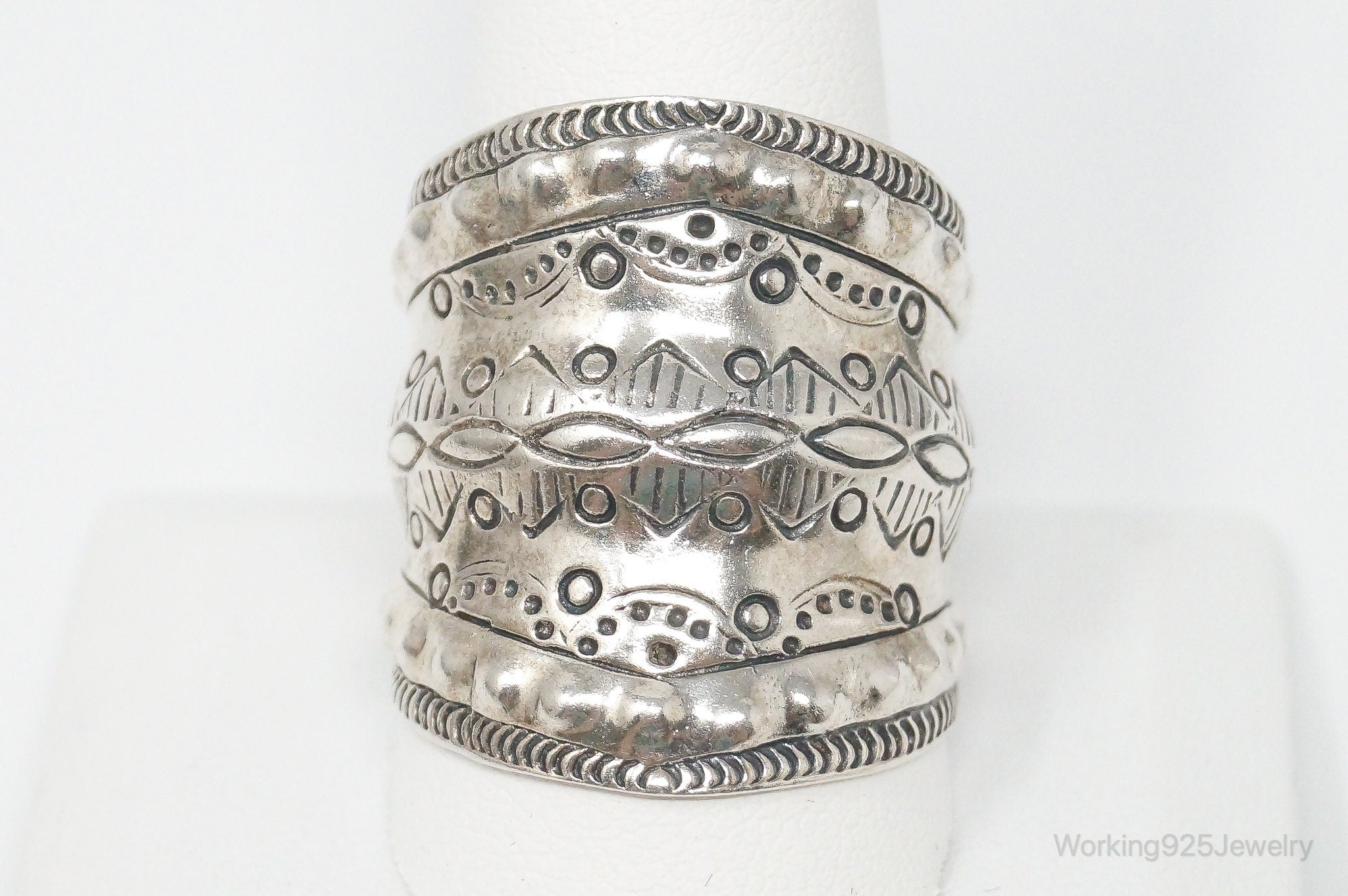 Vintage Designer BBJ Southwestern Sterling Silver Ring - Size 11.5