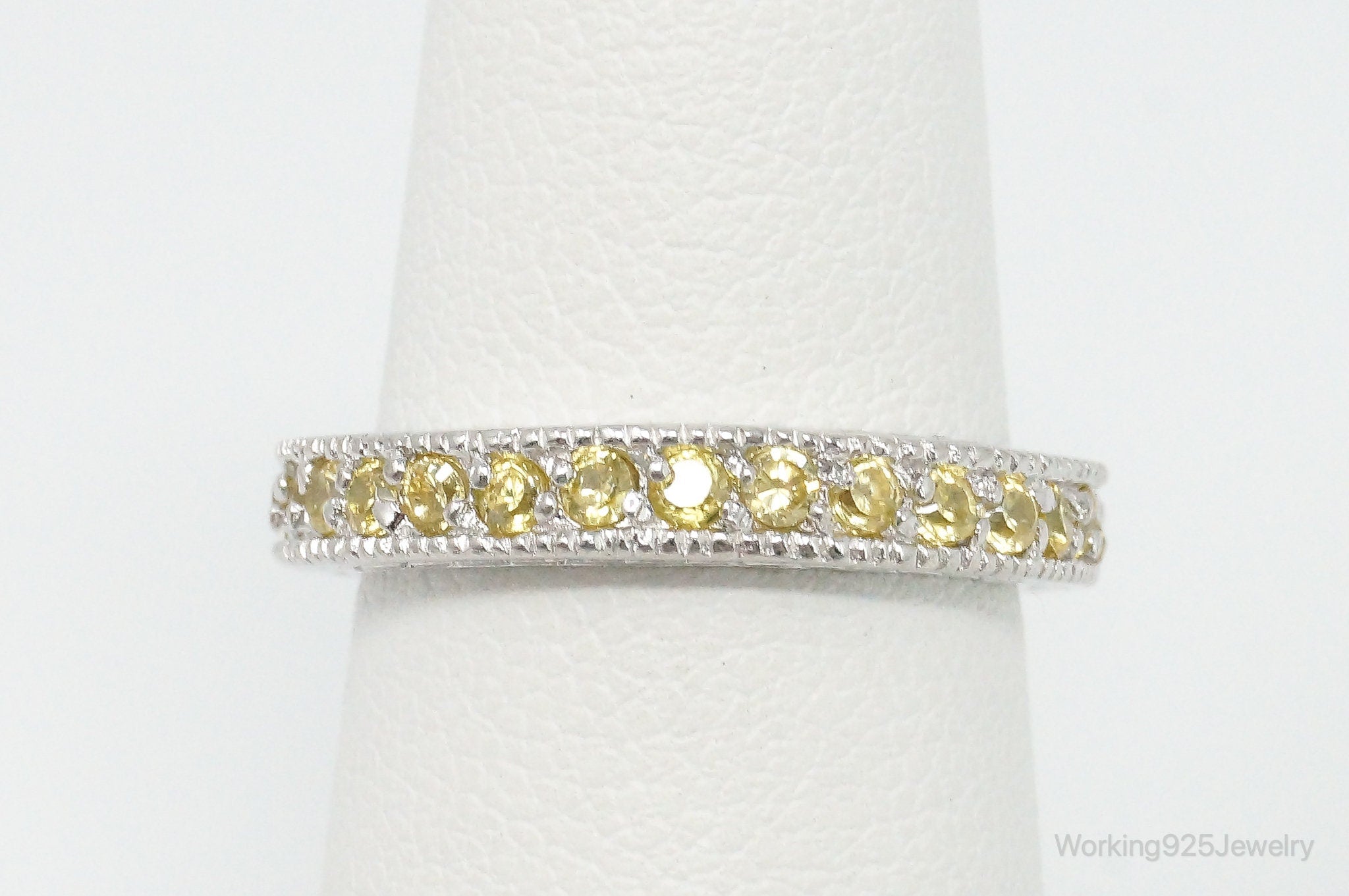 Vintage Citrine Sterling Silver Eternity Band Ring - Size 5.25