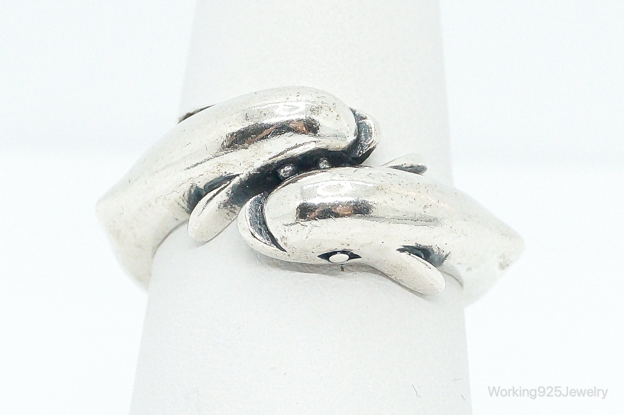 Vintage Dolphins Sterling Silver Ring - Size 7