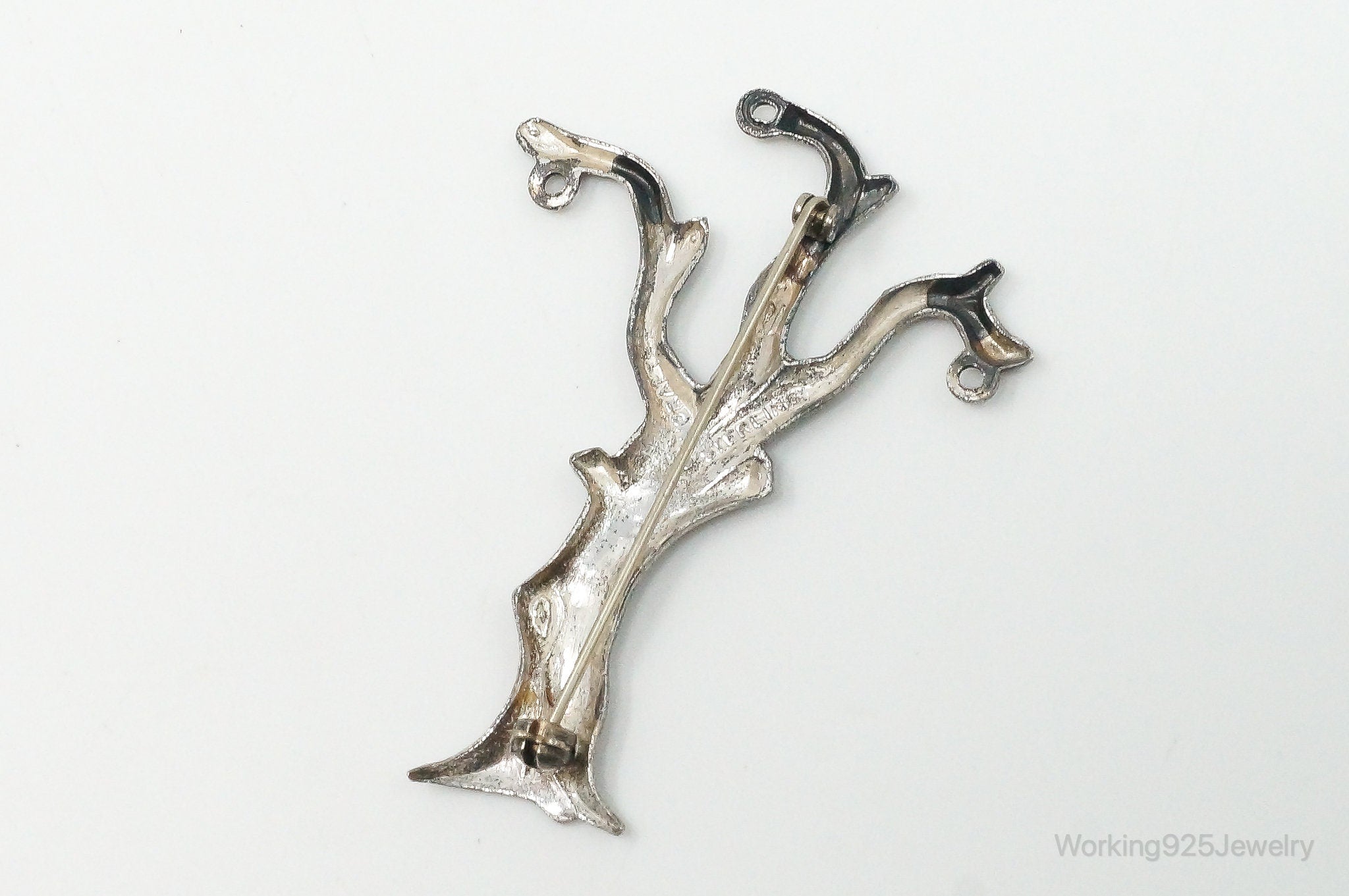 Rare Vintage Designer Concraft Charm Tree Sterling Silver Brooch Pin