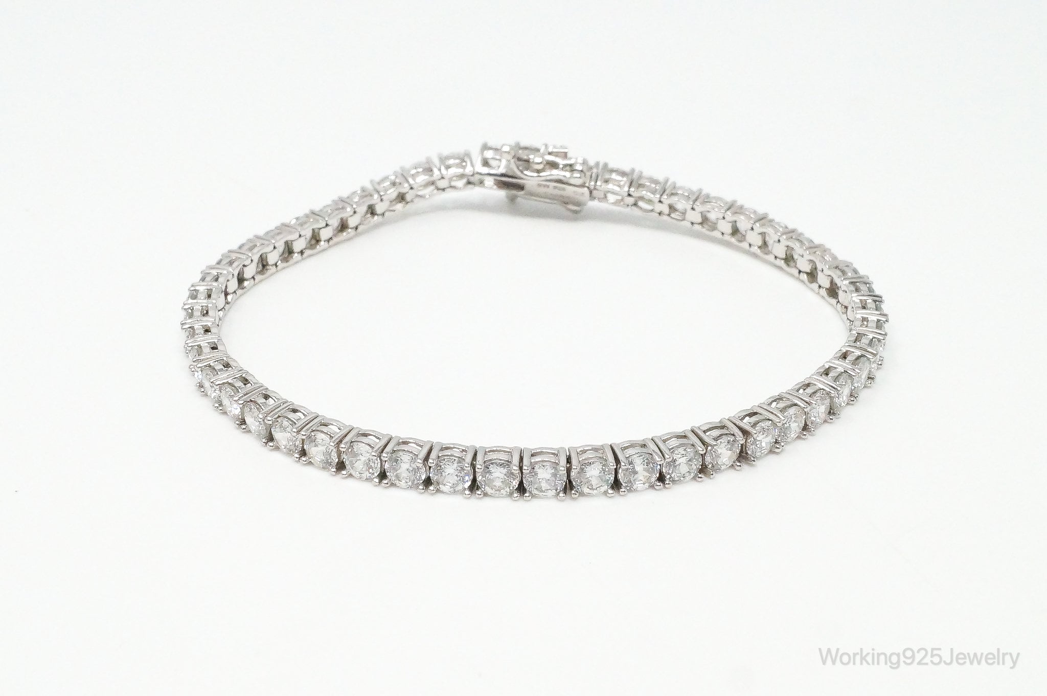 Vintage Designer SW Cubic Zirconia Sterling Silver Tennis Bracelet