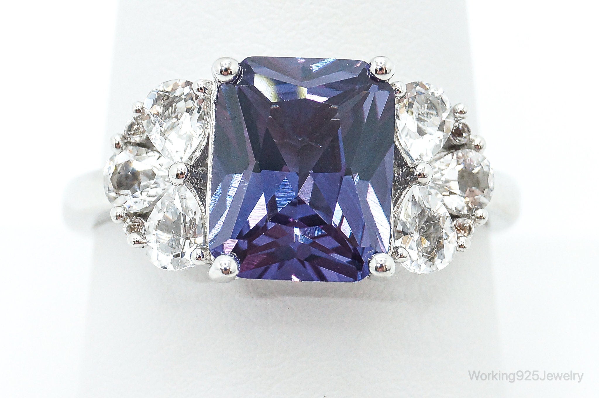 Designer DK Color Change Sapphire Cubic Zirconia Sterling Silver Ring - Size 9