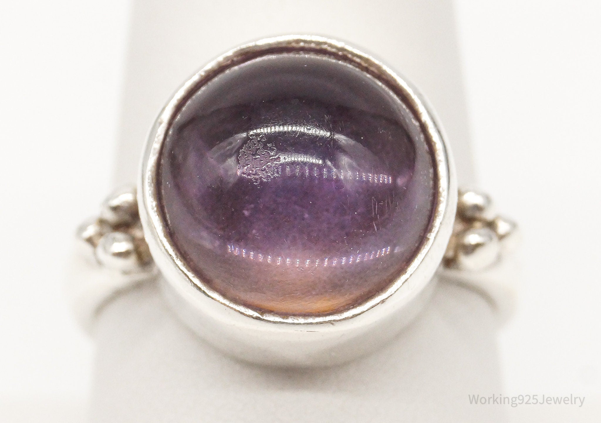 Vintage Amethyst Sterling Silver Ring - Size 8.75