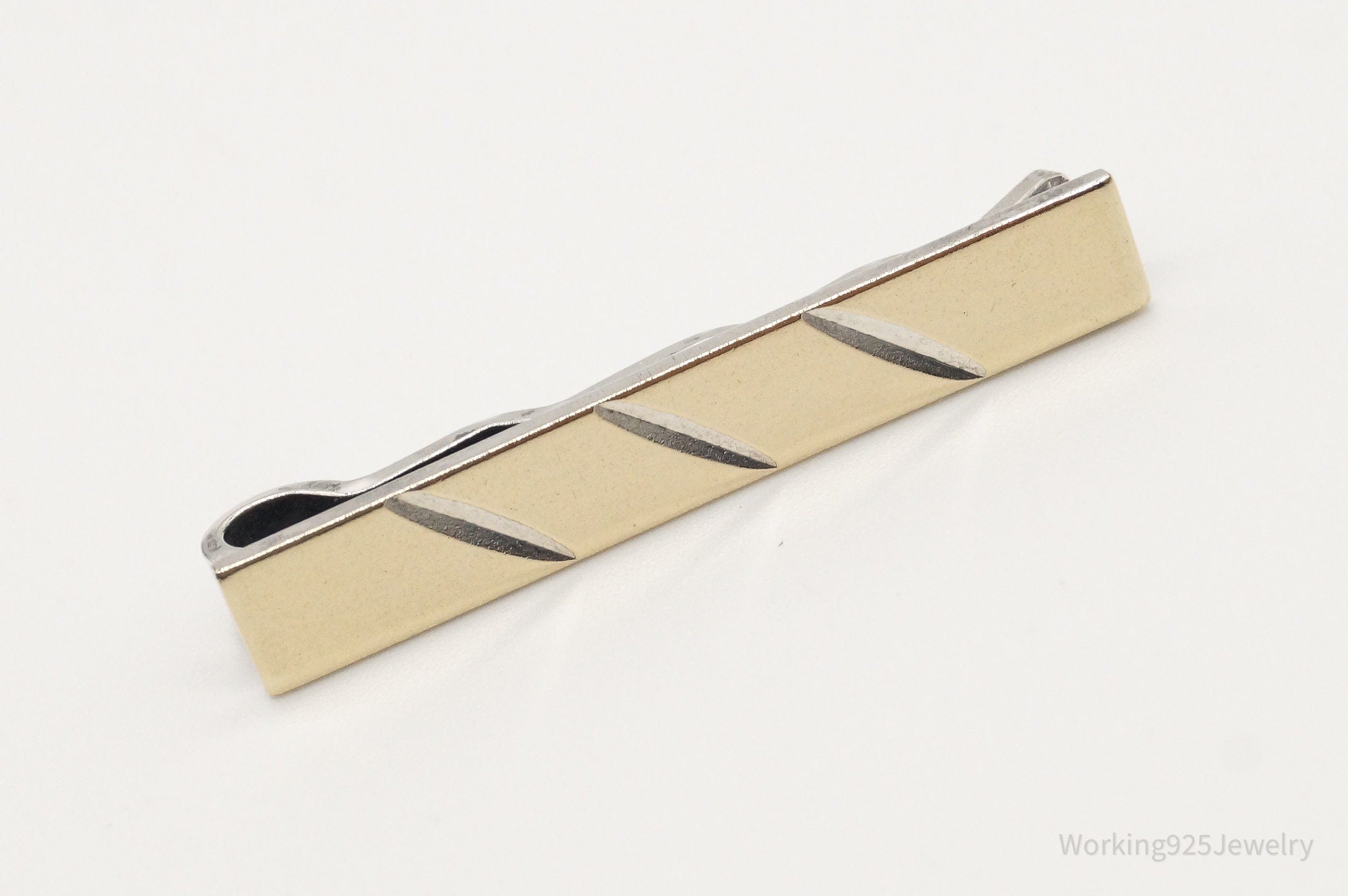 Rare Vintage Norway Modernist Aksel Holmsen Two Tone Sterling Silver Tie Clip