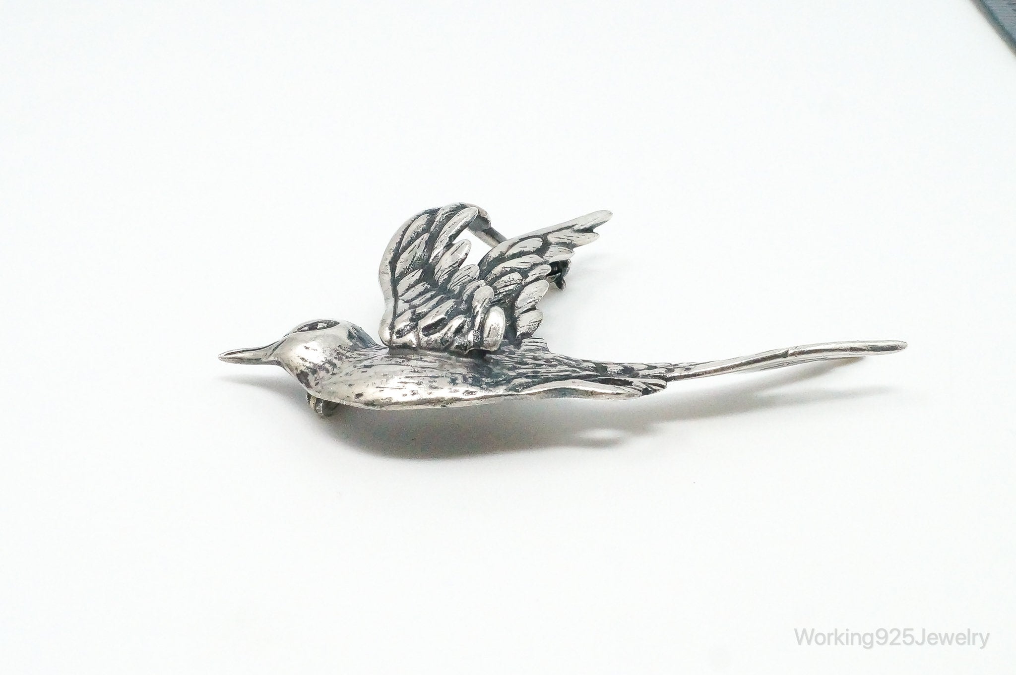 Rare Large Vintage Designer DUNEZ Bird Sterling Silver Brooch Pin