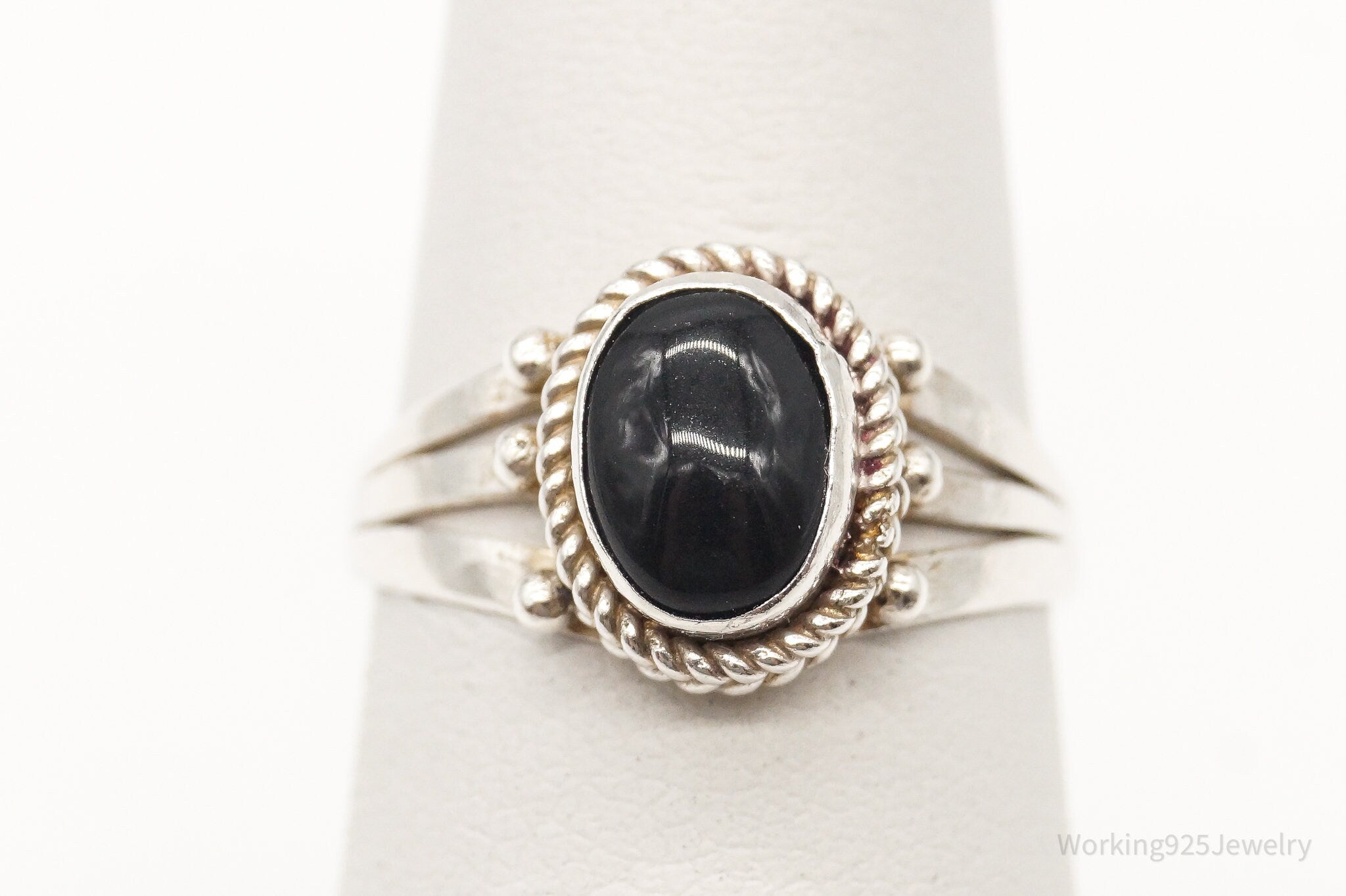 Vintage Black Onyx Sterling Silver Ring Size 5.75