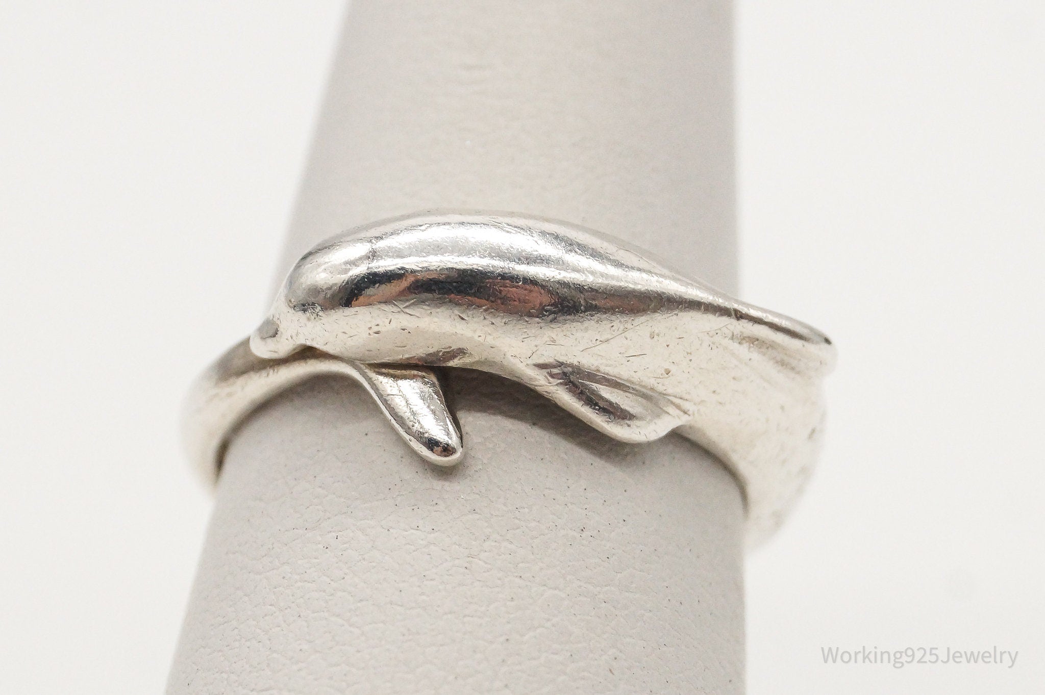 Vintage Dolphin Sterling Silver Wrap Ring - Size 6