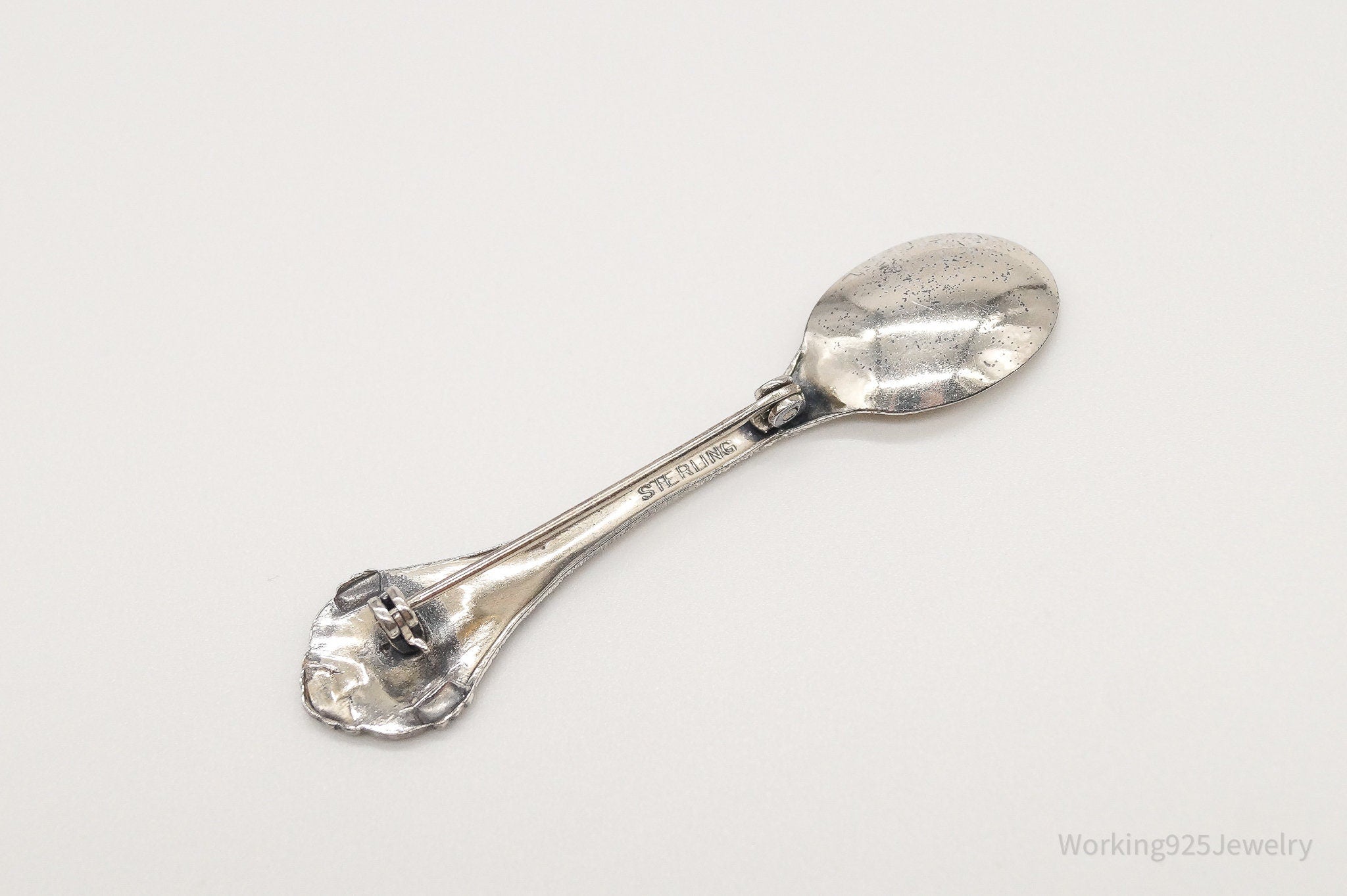 Antique Spoon Sterling Silver Brooch Pin