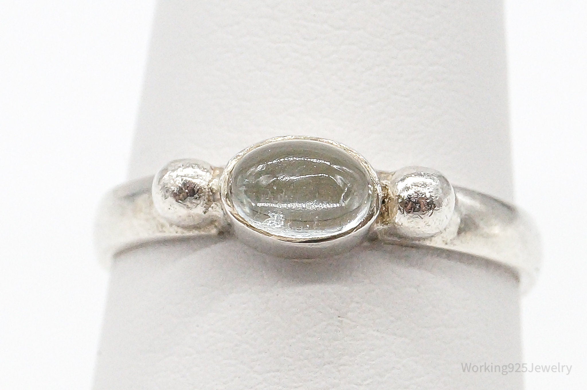 Vintage Crystal Sterling Silver Ring - Size 6.75