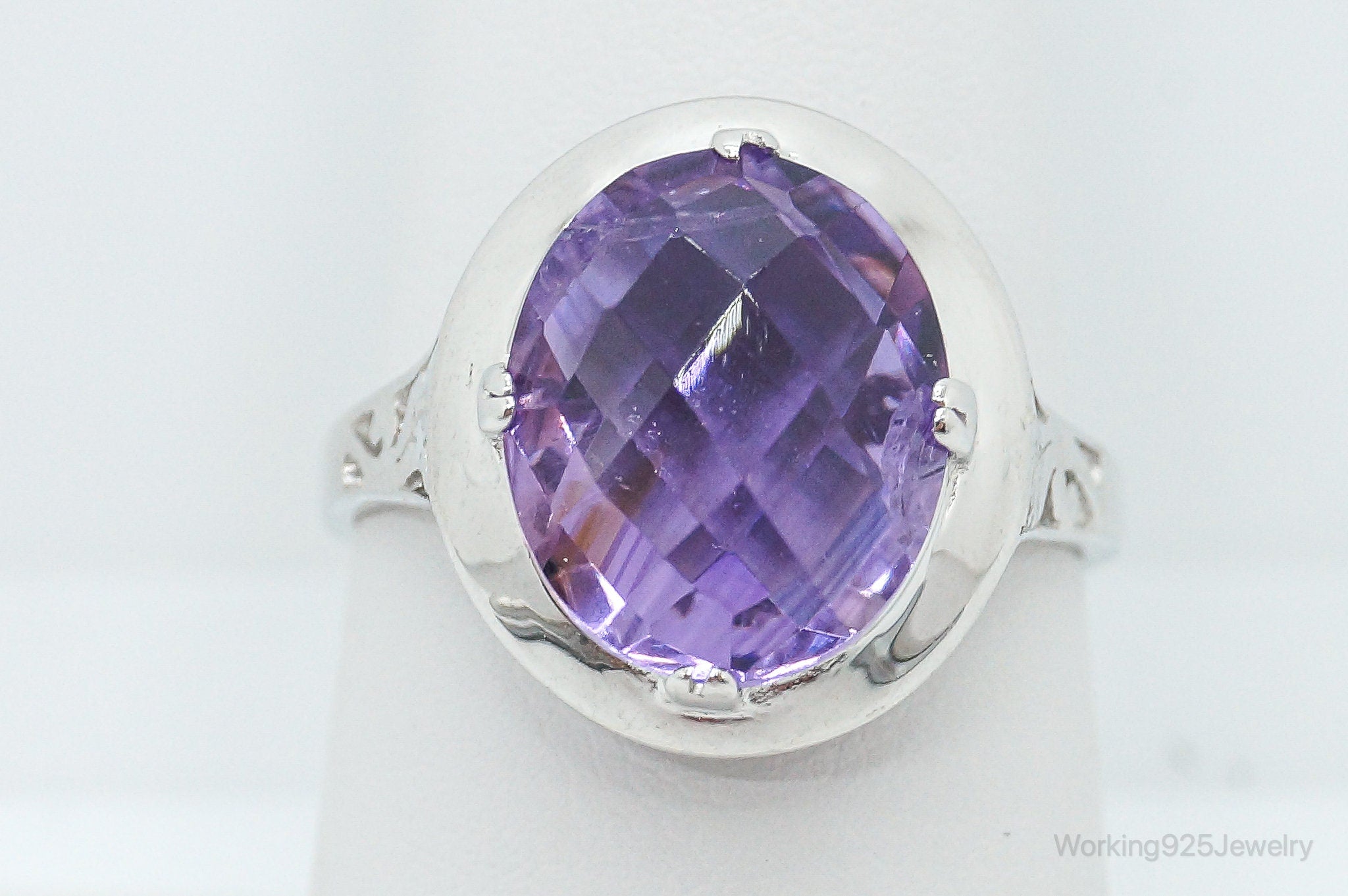 Vintage Amethyst Sterling Silver Ring - Size 7