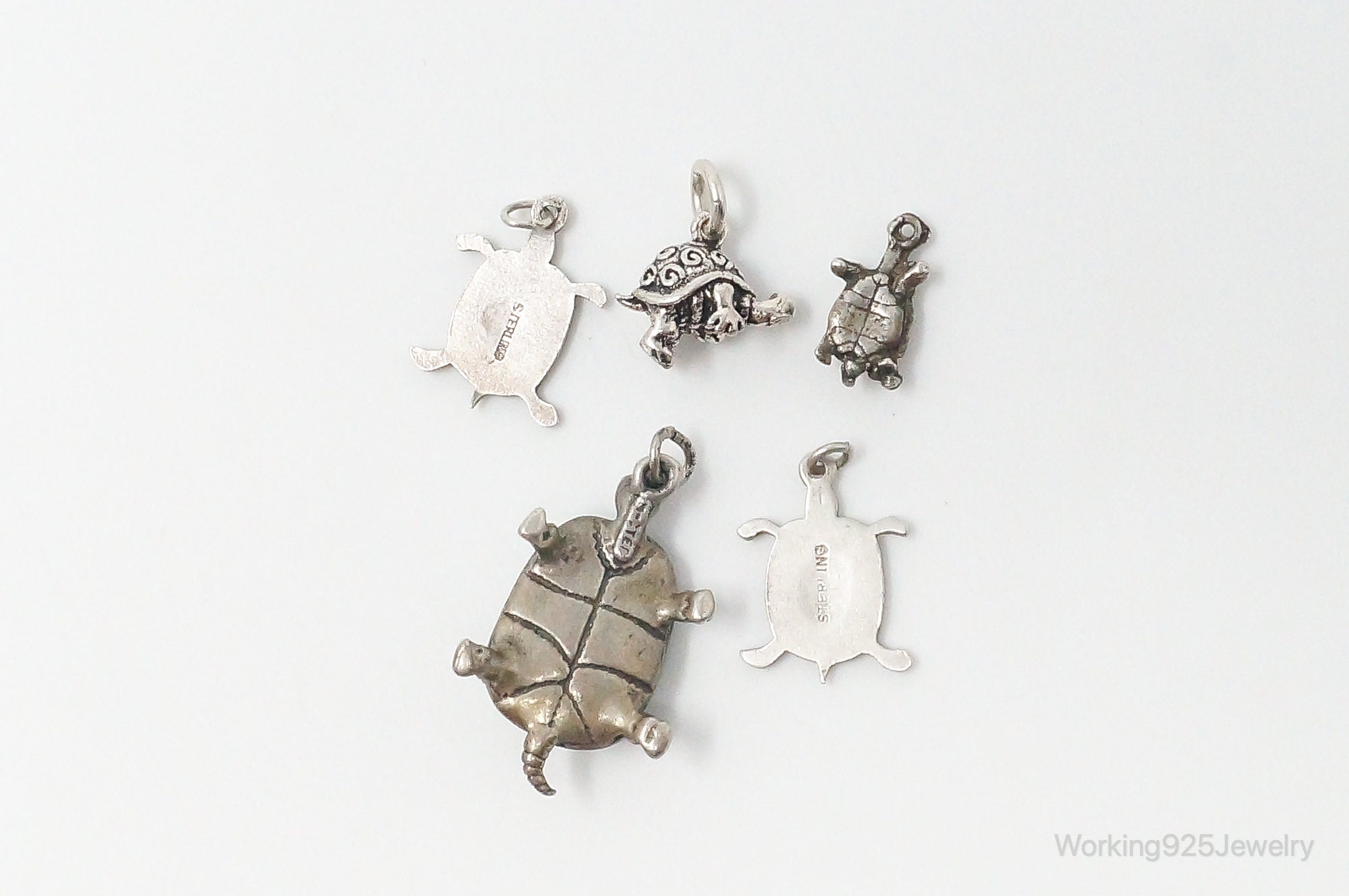 Vintage Antique Ocean Sea Turtles Sterling Silver Charms Lot