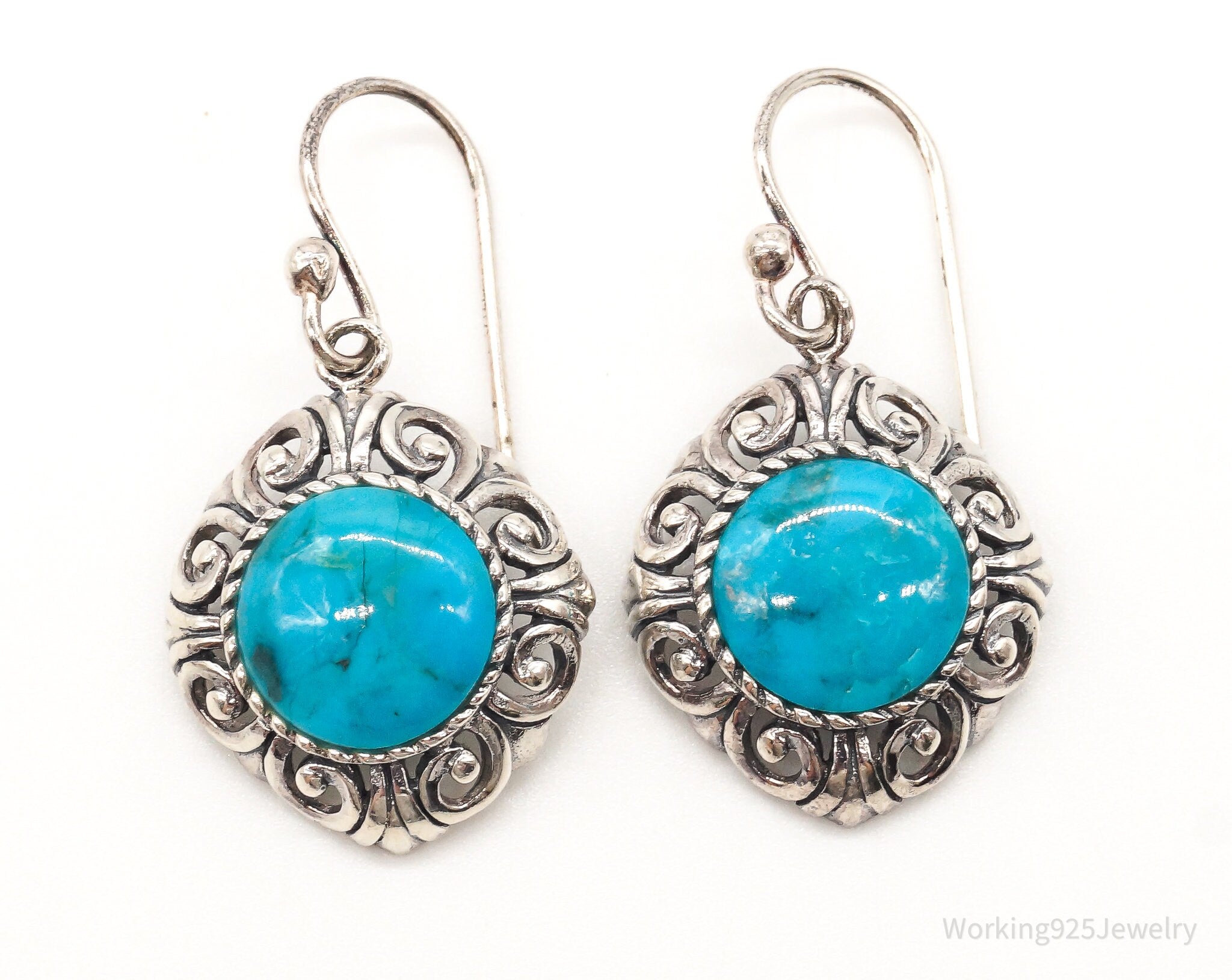 Designer NK Blue Turquoise Sterling Silver Earrings