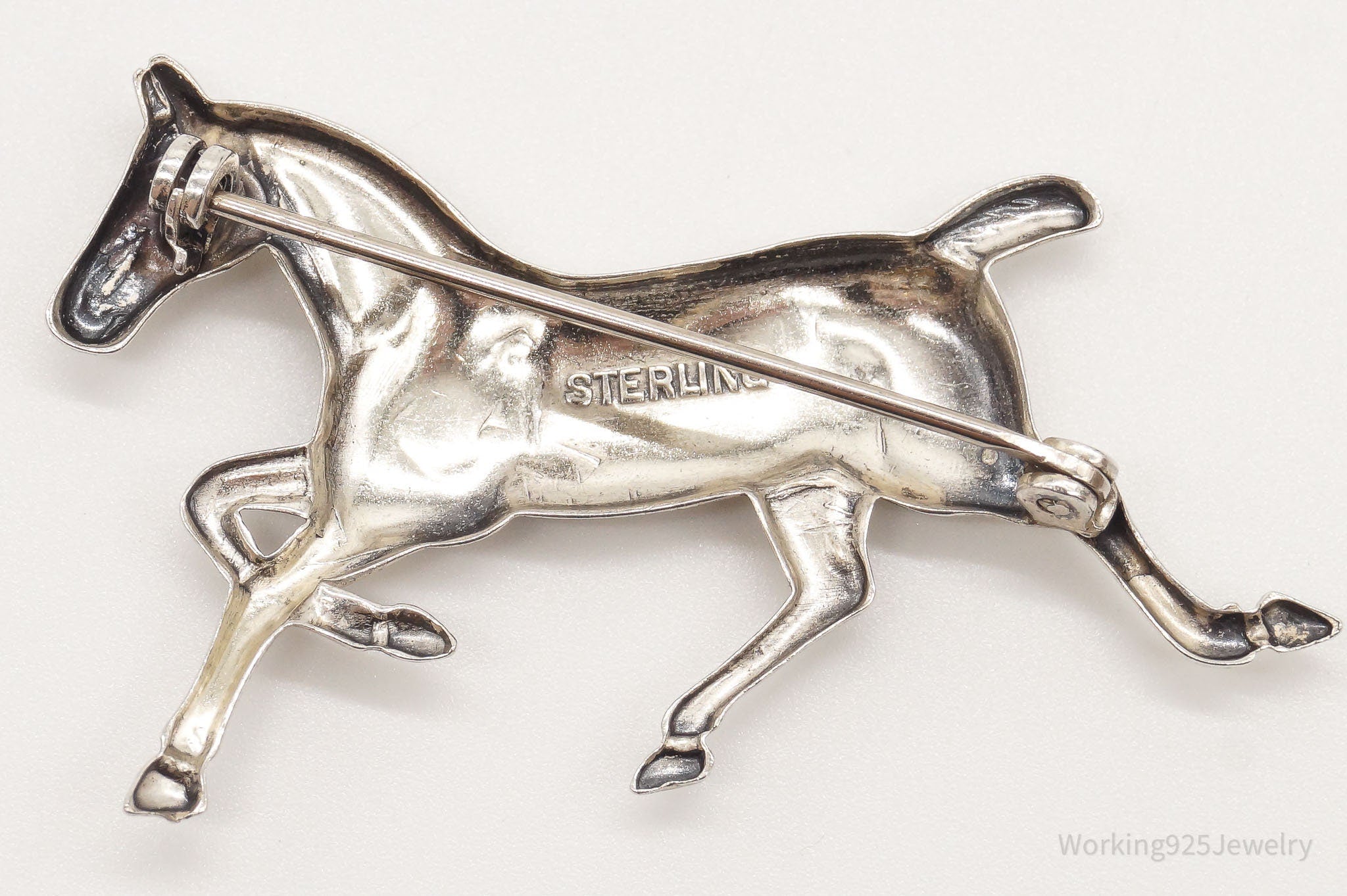 Antique Horse Sterling Silver Brooch Pin