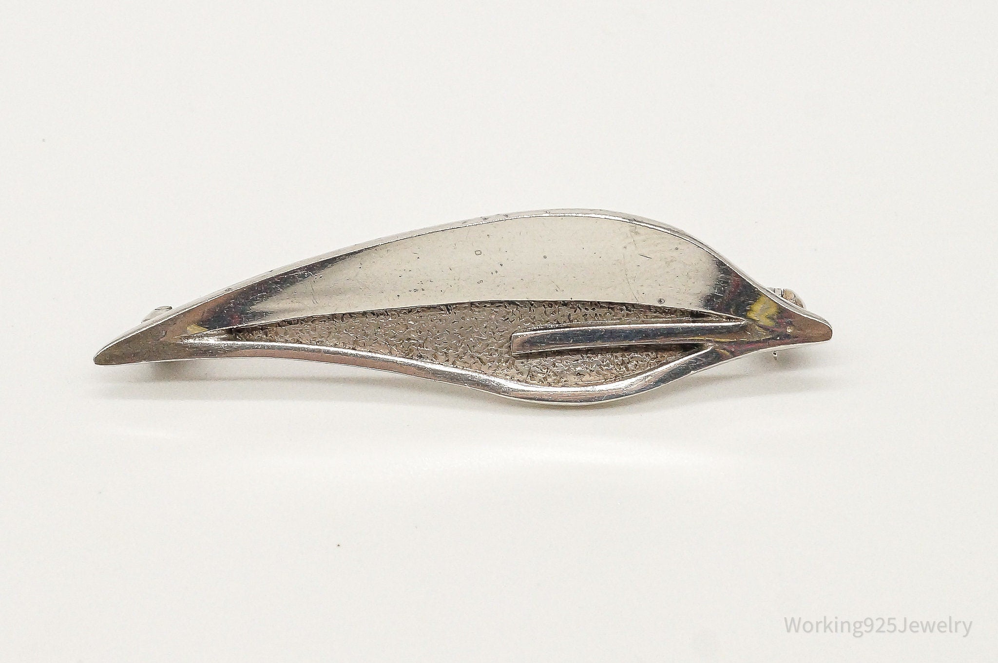 Vintage Denmark Modernist Rudolf Andresen Leaf Sterling Silver Brooch Pin