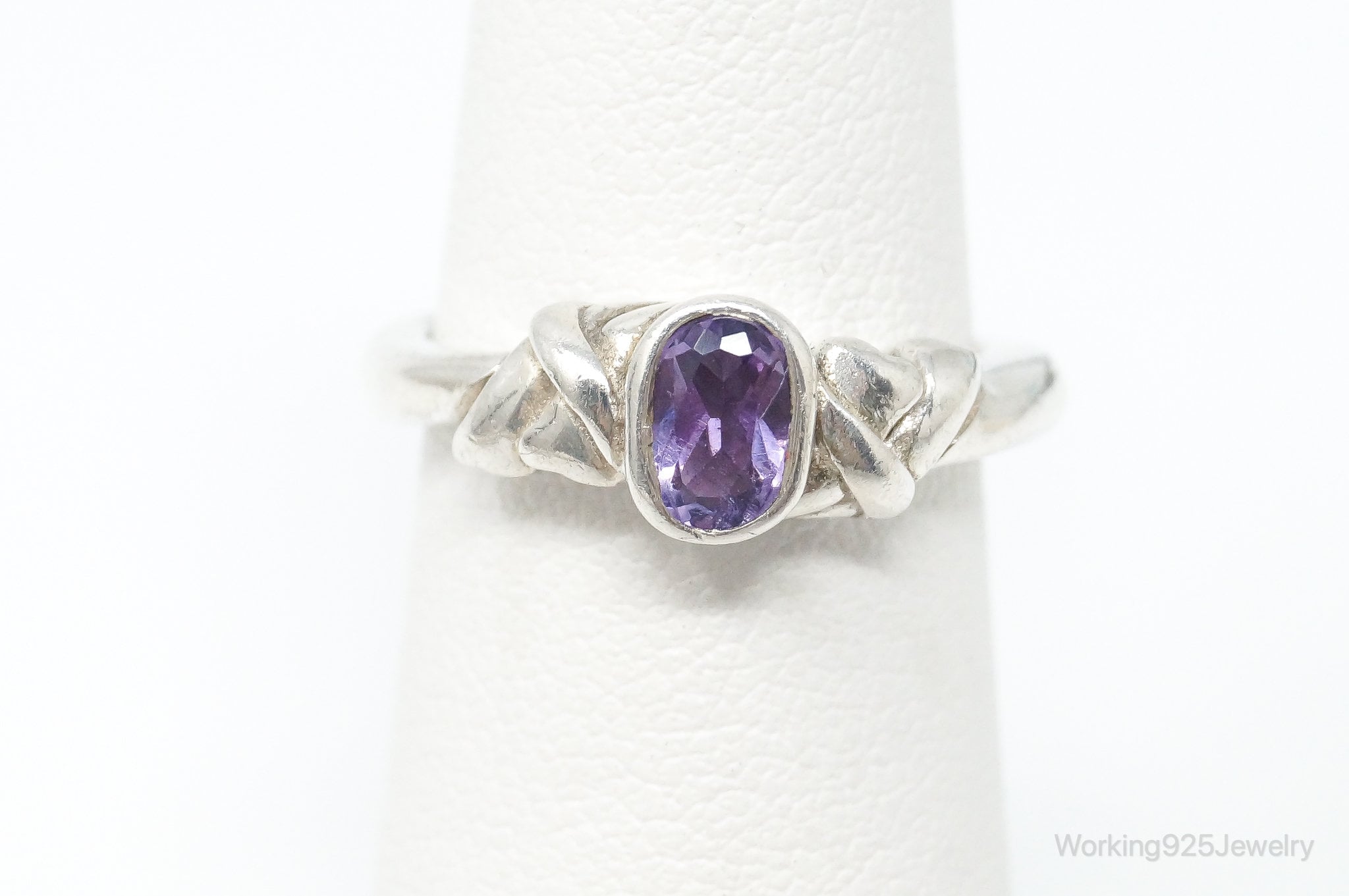 Vintage Amethyst Sterling Silver Ring - Size 4.75