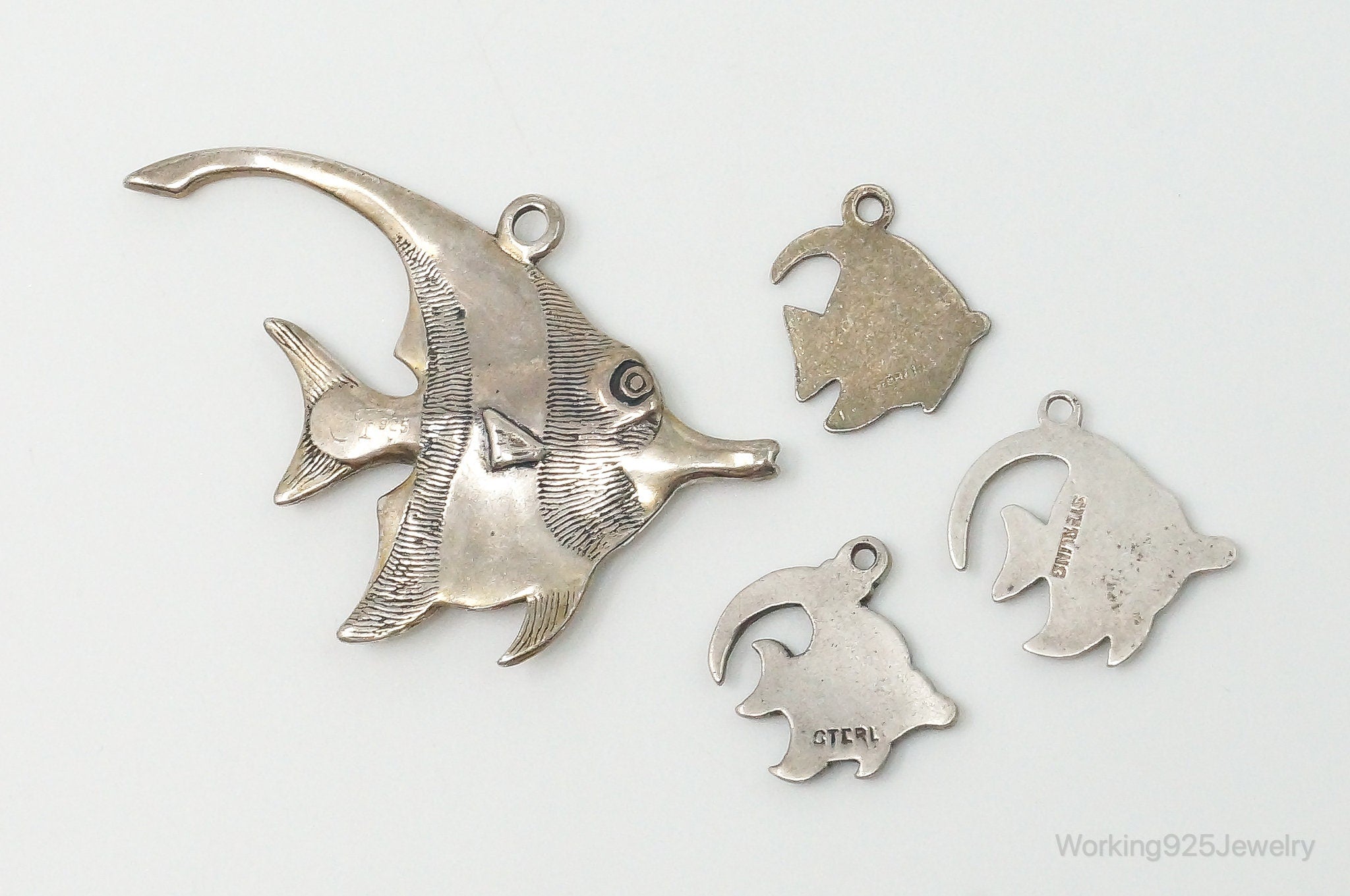 Vintage Antique Ocean Sea Life Moorish Idol Sterling Silver Charms Lot