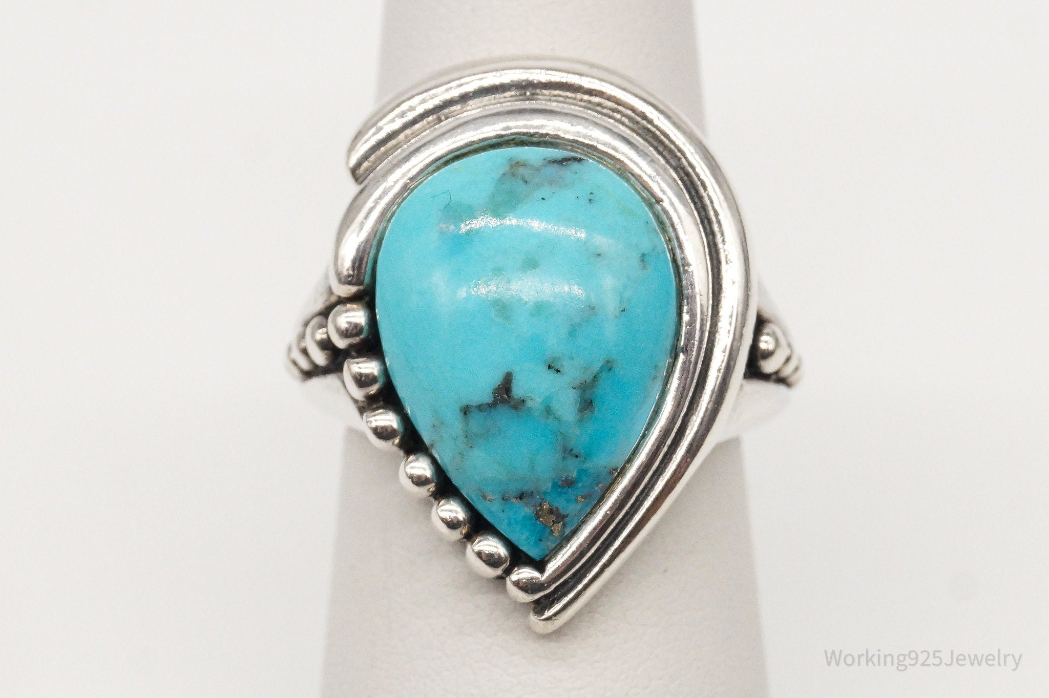 Designer SX Turquoise Sterling Silver Ring - Size 6