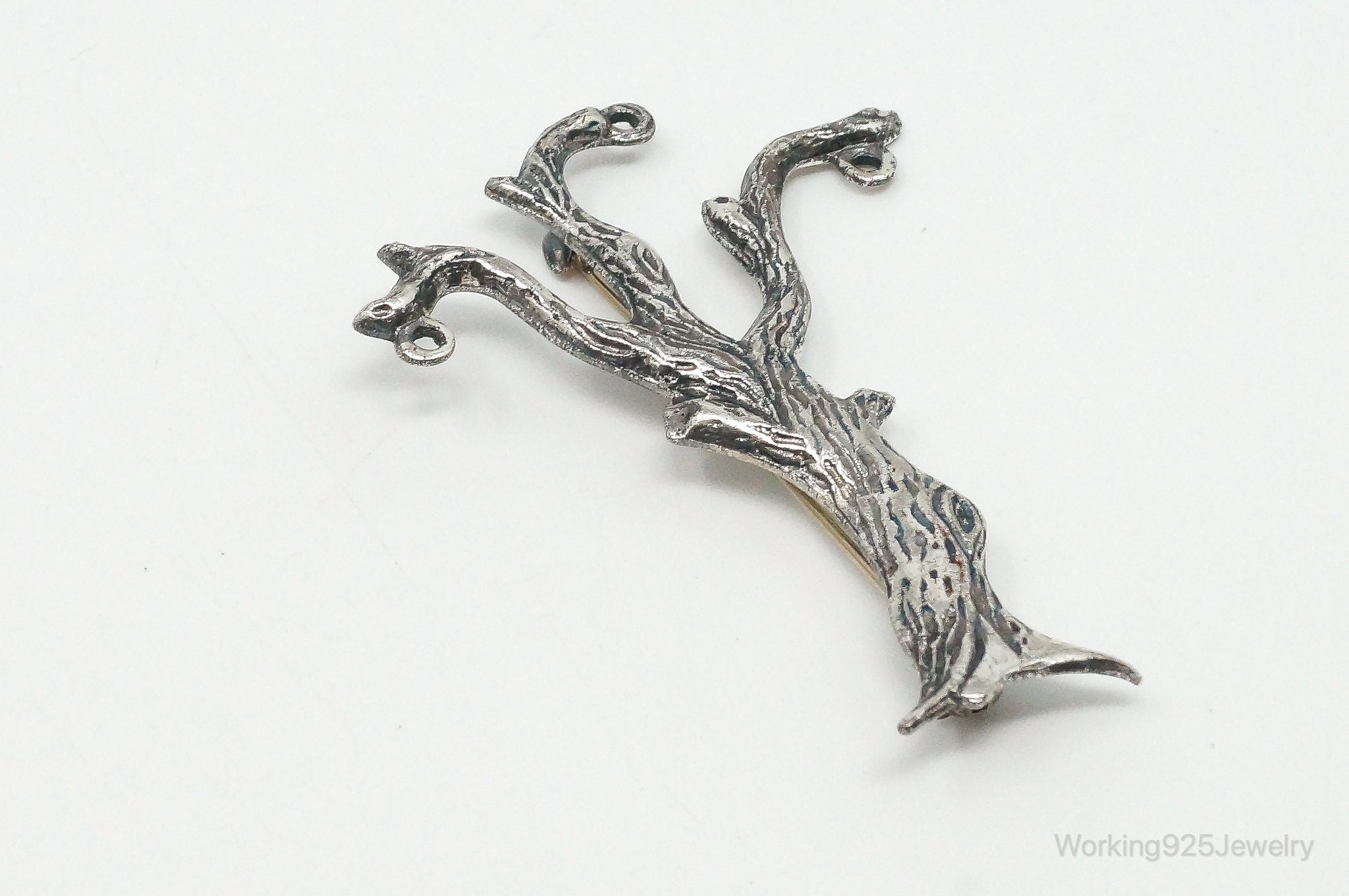 Rare Vintage Designer Concraft Charm Tree Sterling Silver Brooch Pin