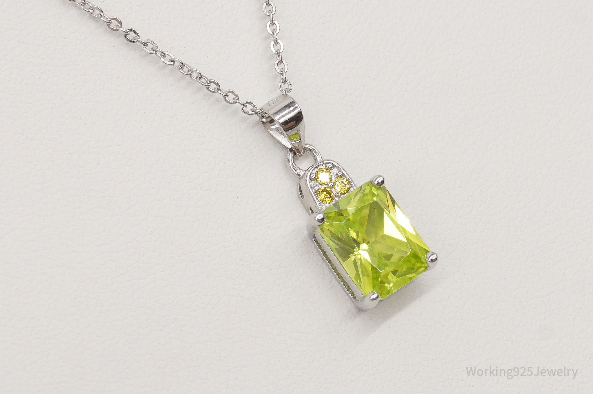 Designer Ryze Lime & Yellow Cubic Zirconia Sterling Silver Necklace