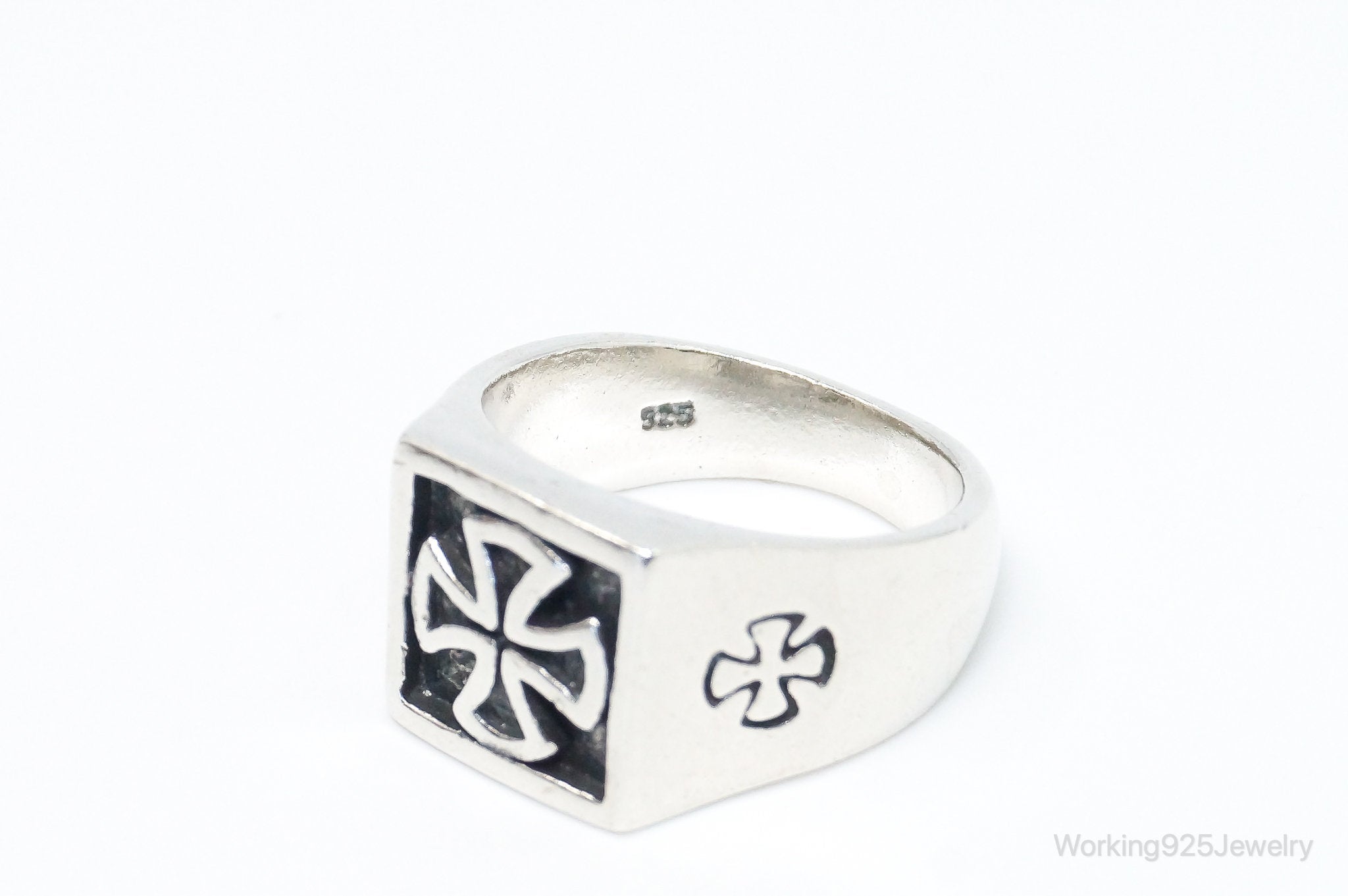 Vintage Cross Design Sterling Silver Ring - SZ 8.75