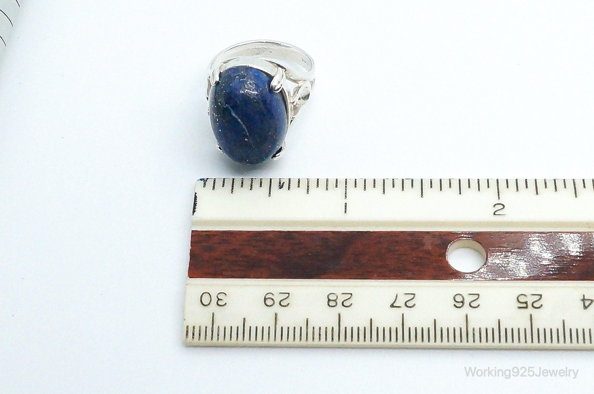 Vintage Lapis Lazuli Sterling Silver Ring - Size 7.25