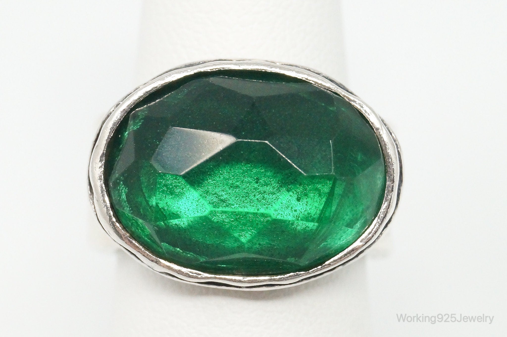 Didae Large Green Quartz Sterling Silver Ring - Size 7