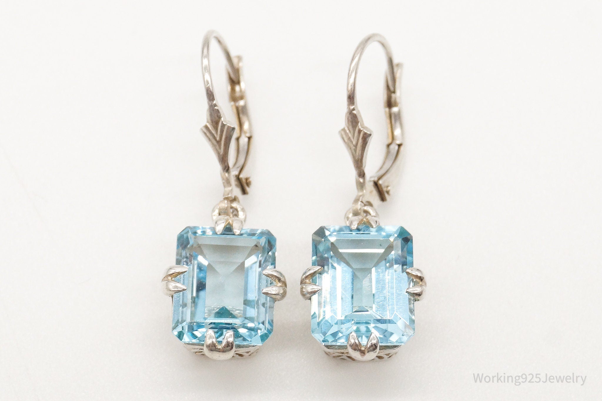 Vintage Designer CNA Blue Topaz Sterling Silver Earrings