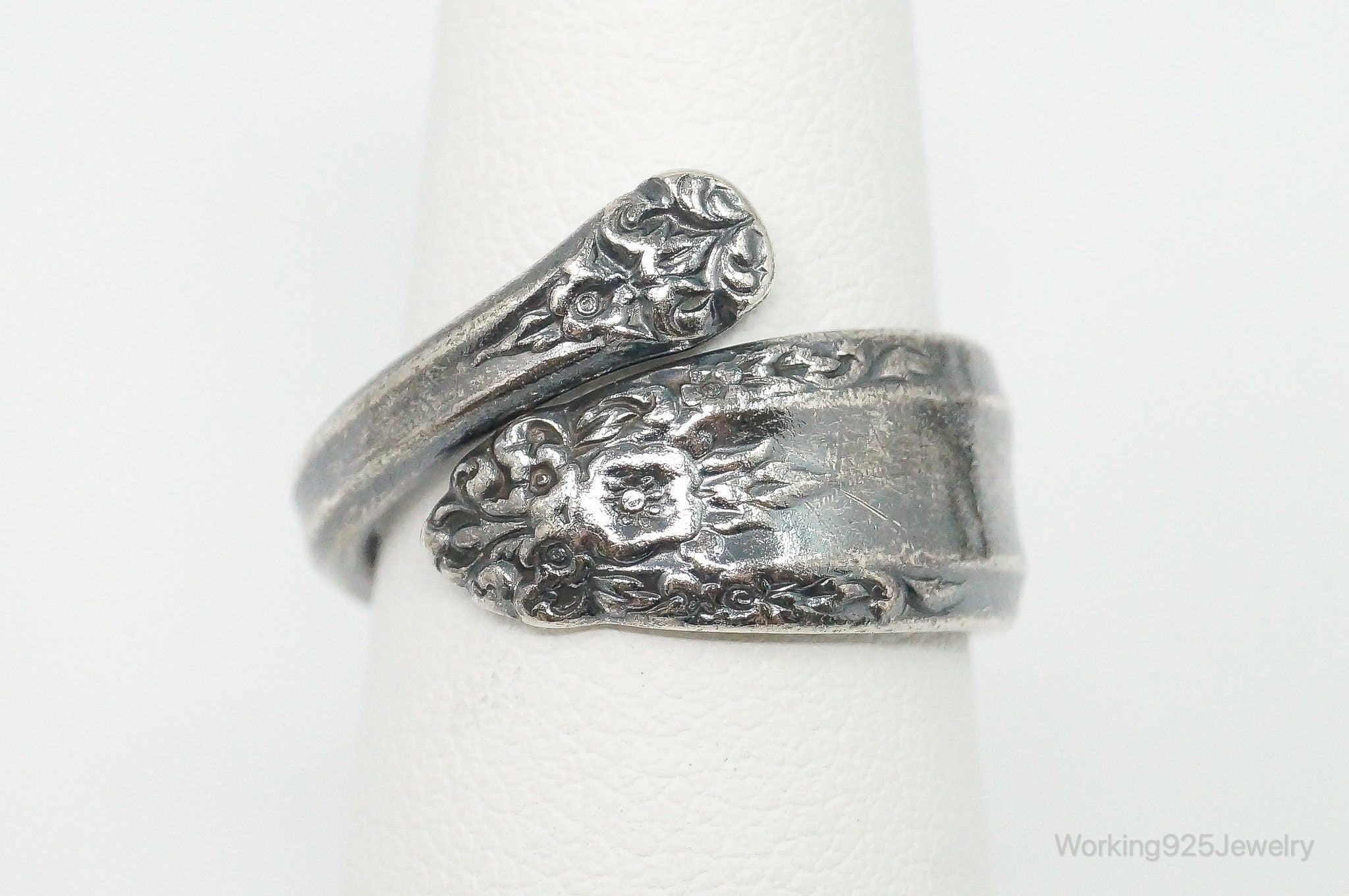 Antique International Sterling "Prelude" Floral Silver Spoon Ring Size 6