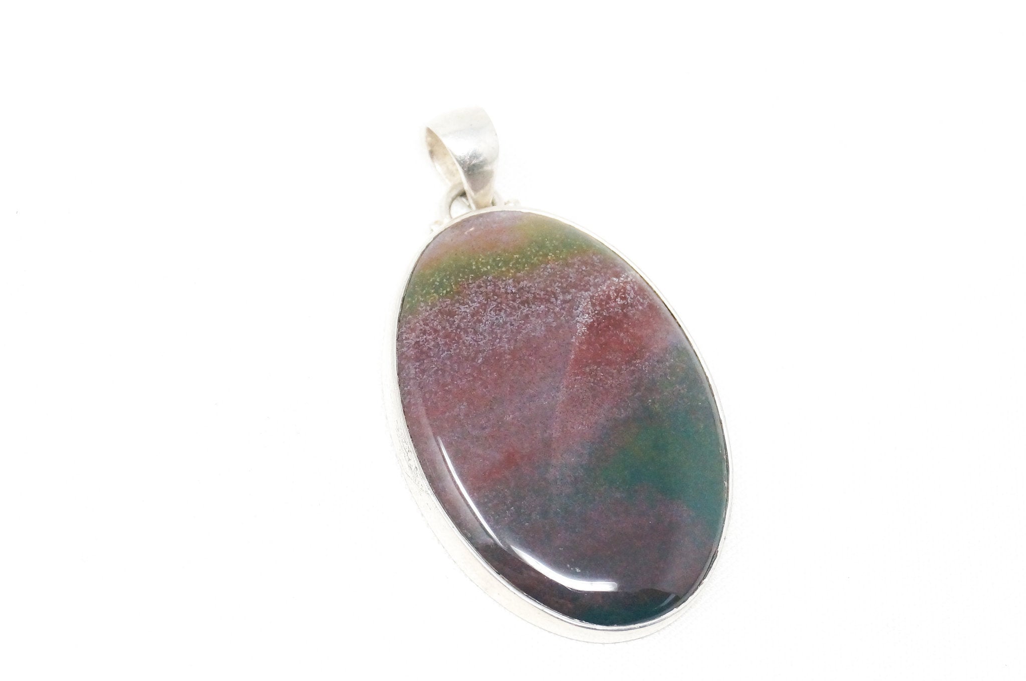 Large Vintage Fluorite Southwest Sterling Silver Necklace Pendant