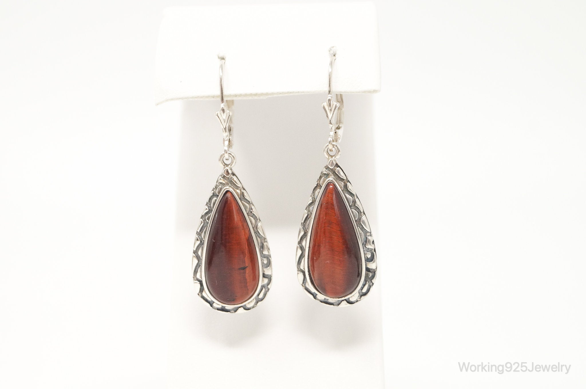 Designer Whitney Kelly WK Red Tigers Eye Sterling Silver Earrings