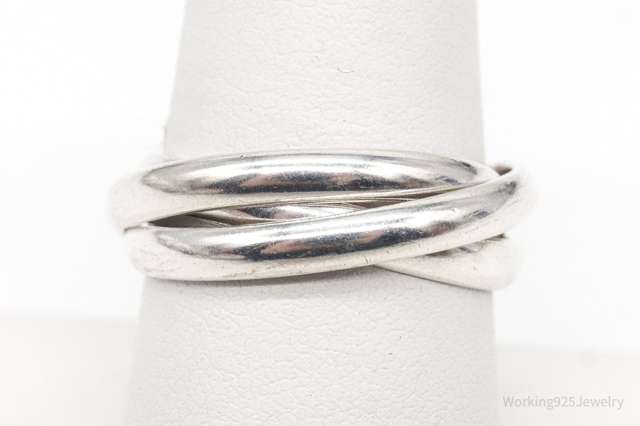 Vintage Intertwined Sleek Modern Sterling Silver Ring - Size 7