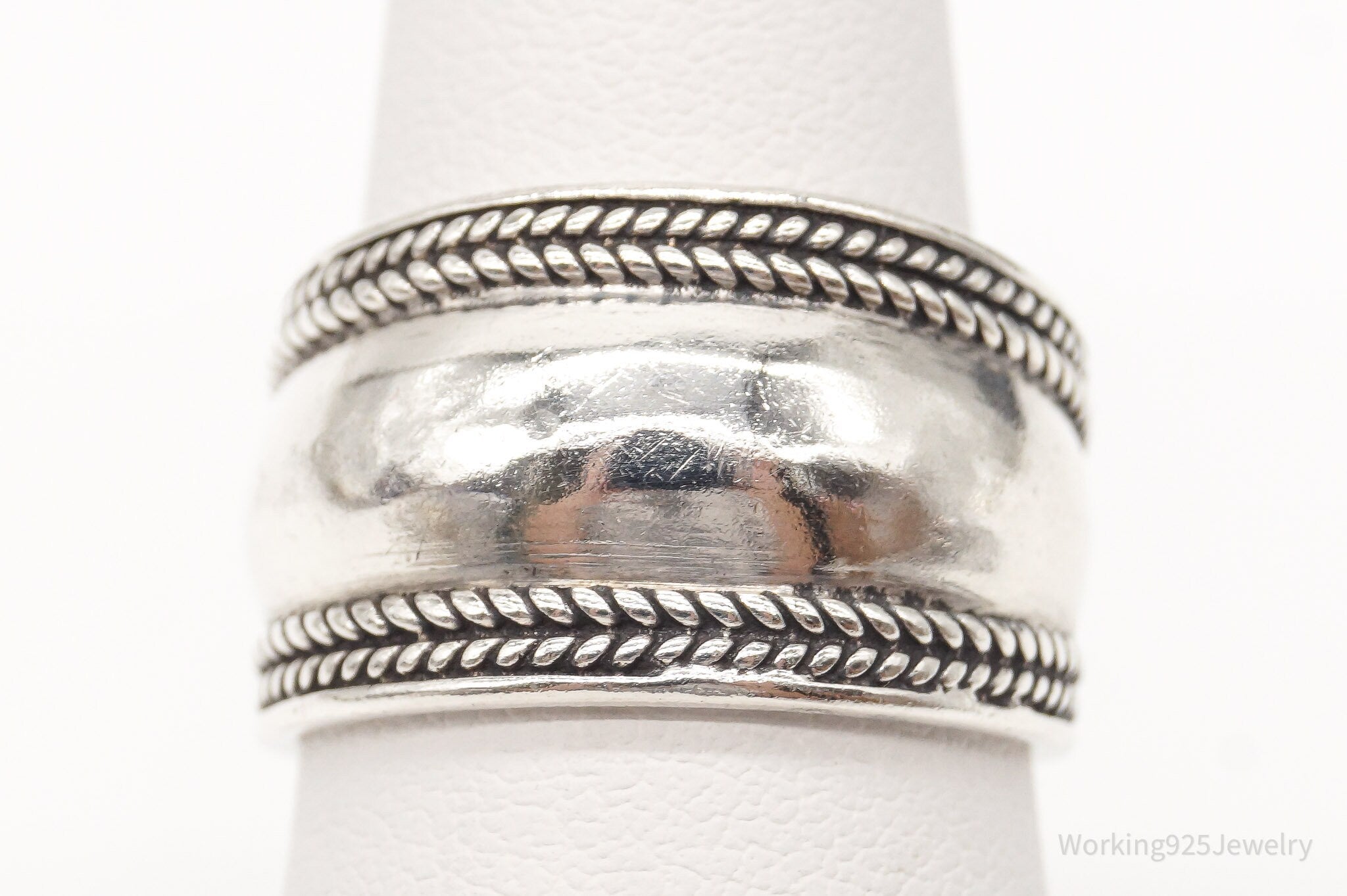 Vintage Bali Southwestern Sterling Silver Band Ring - Size 6.75