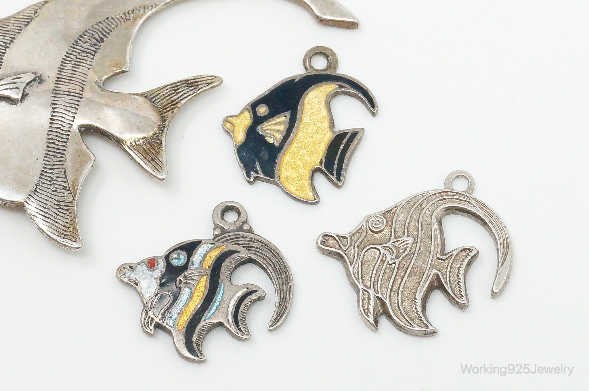 Vintage Antique Ocean Sea Life Moorish Idol Sterling Silver Charms Lot