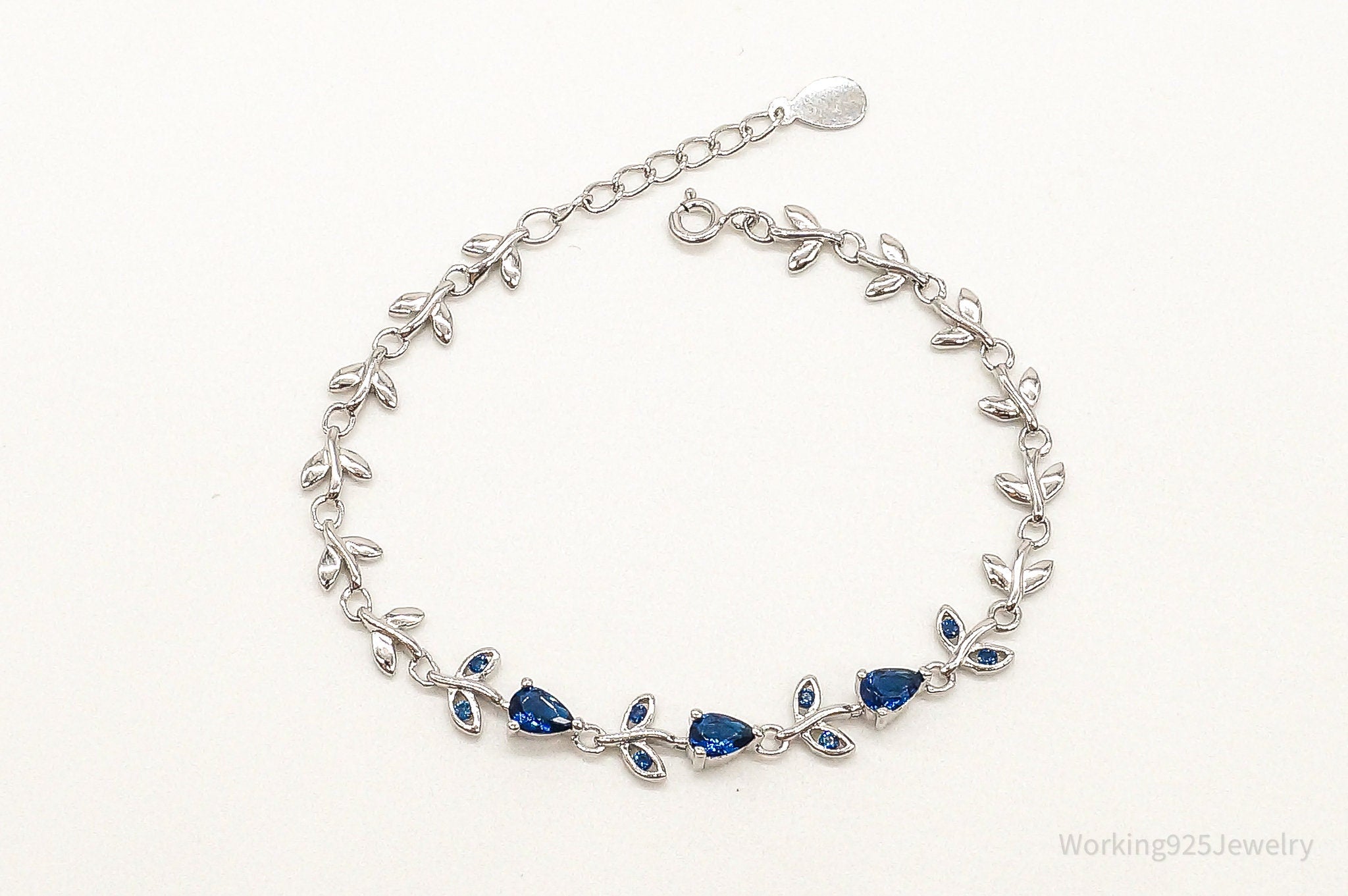 Vintage Designer Lab Sapphire Sterling Silver Bracelet