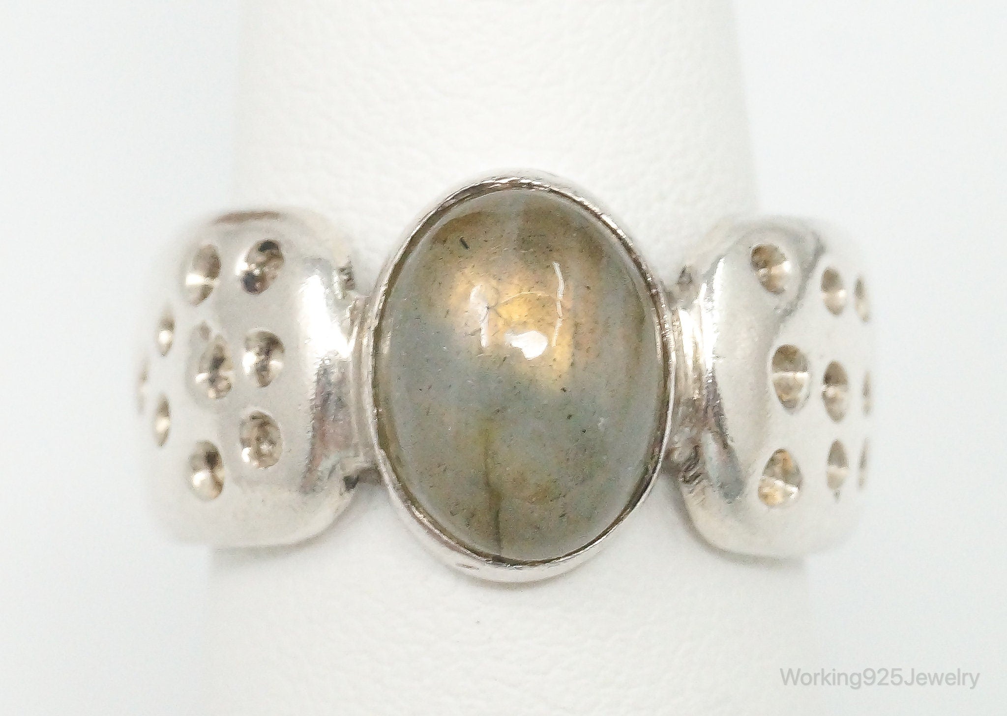 Vintage Labradorite Sterling Silver Ring - Size 7.5