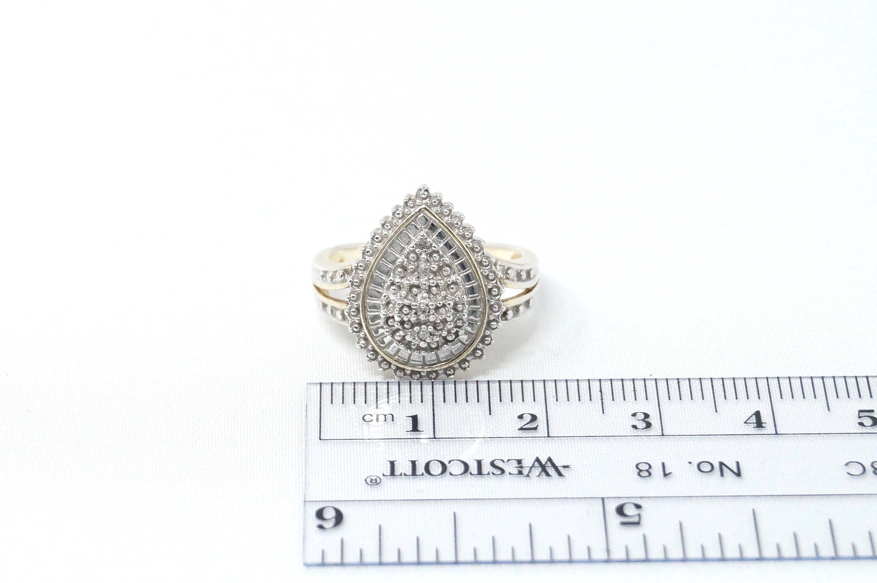 Vintage Designer Samuel Aaron Diamond Statement Sterling Silver Ring - Size 6.5