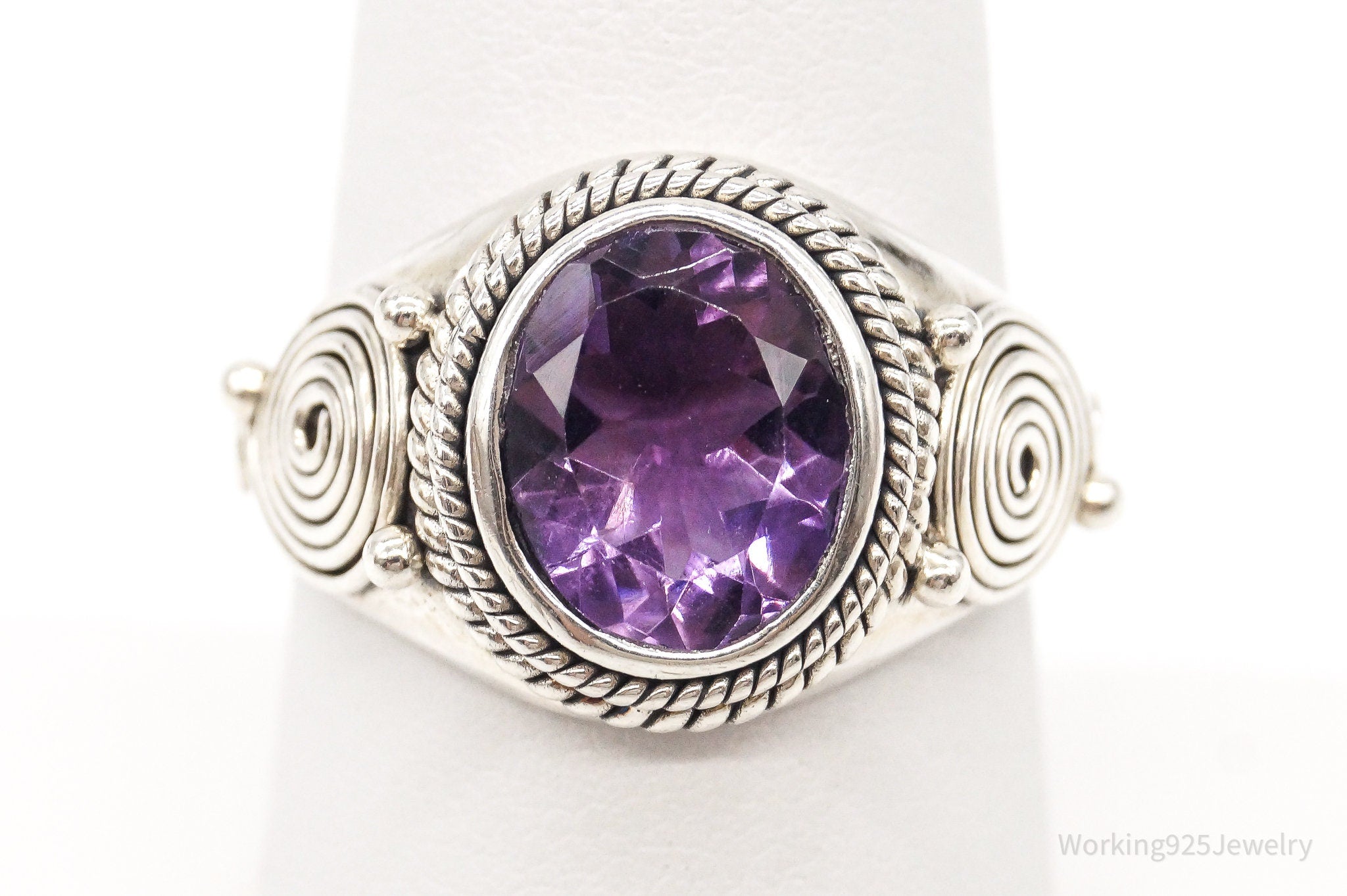 Vintage Amethyst Sterling Silver Ring -Size 7.25