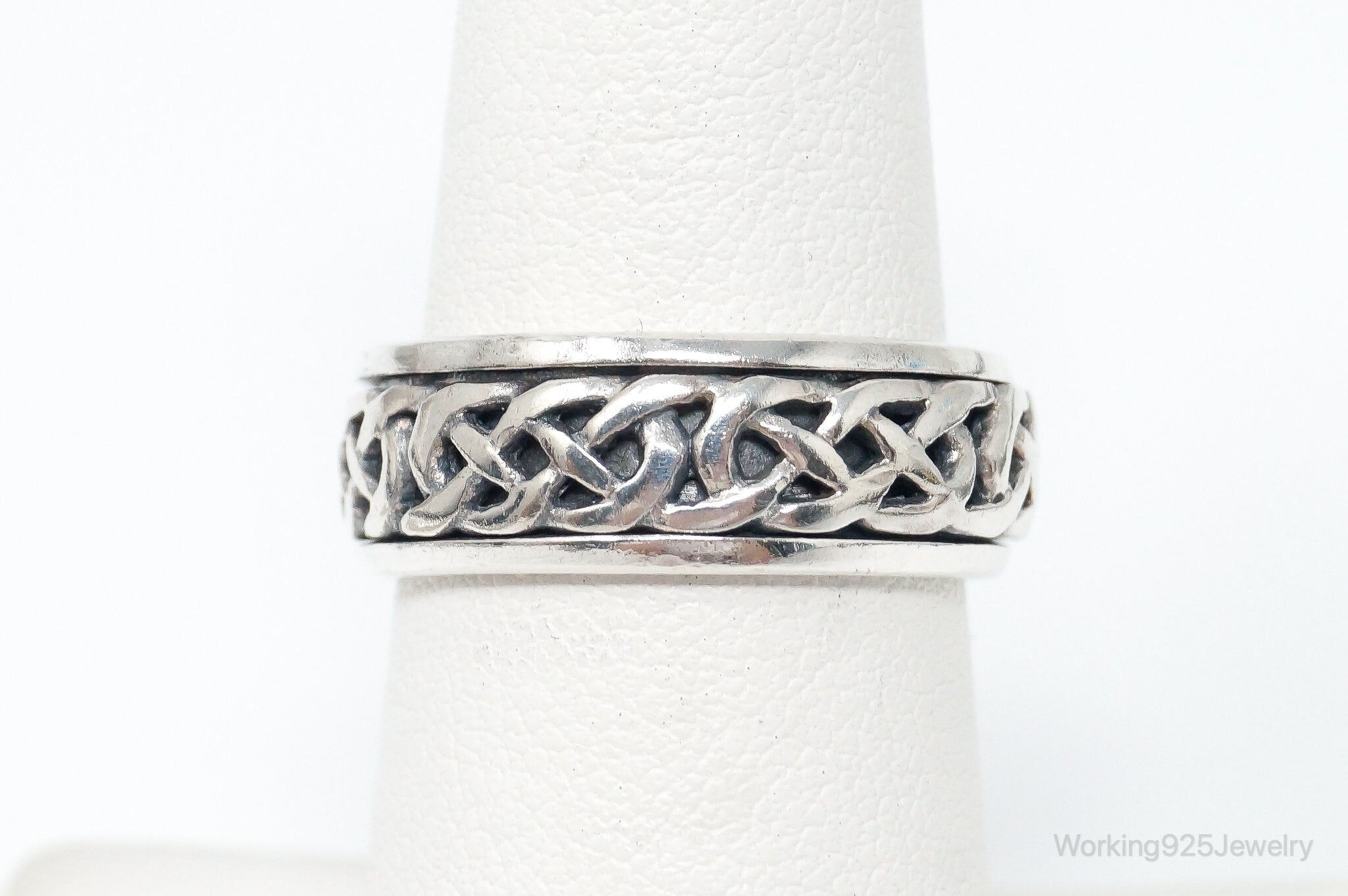 Vintage Designer PSCL Celtic Knot Sterling Silver Spinner Band Ring Size 6.75