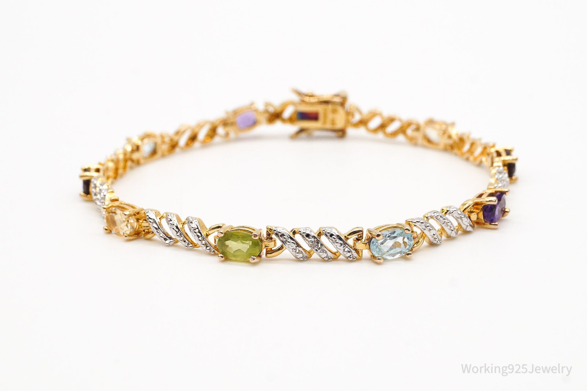 Designer Ross Simons Multi Gemstone Gold Vermeil Sterling Silver Bracelet