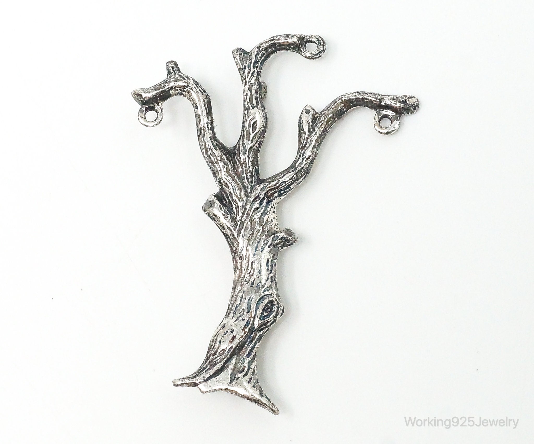 Rare Vintage Designer Concraft Charm Tree Sterling Silver Brooch Pin