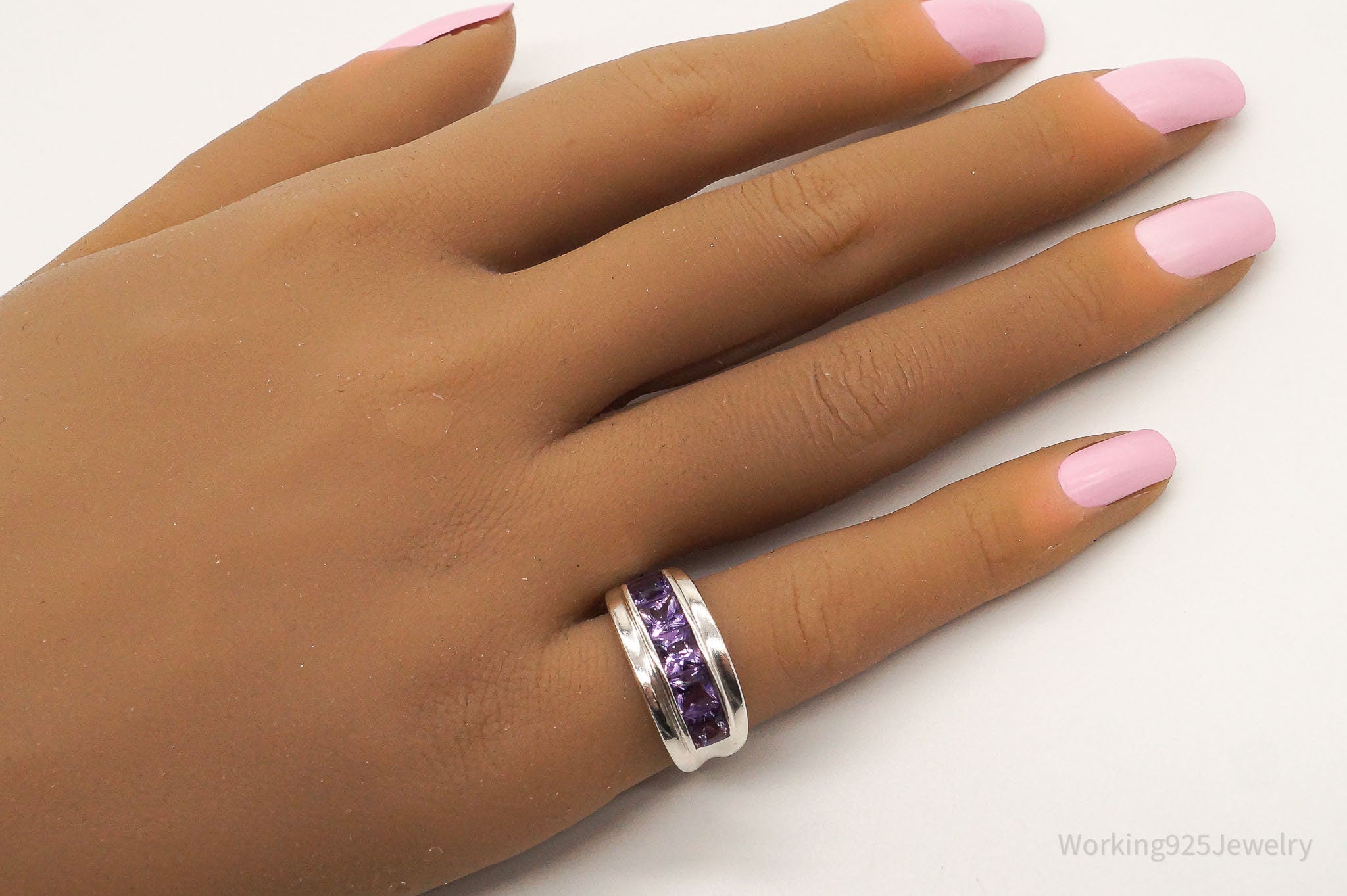 Vintage Amethyst Sterling Silver Ring - Size 5.25