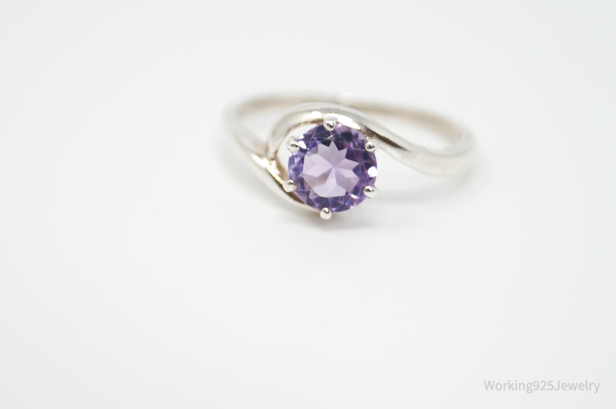 Vintage Amethyst Sterling Silver Ring - Sz 6.25