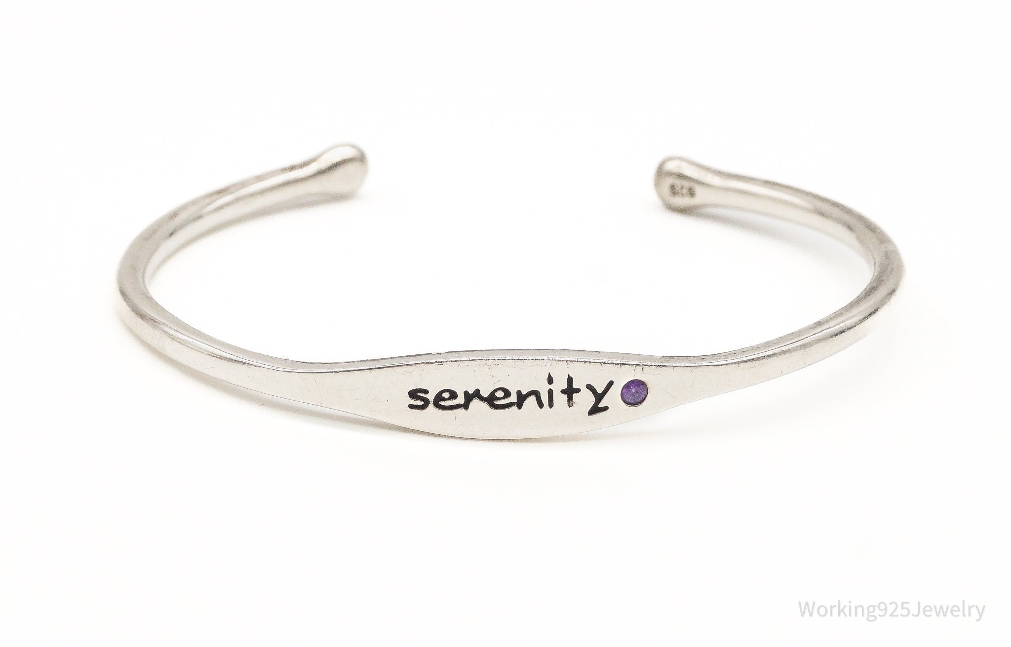 Serenity Prayer Amethyst Sterling Silver Cuff Bracelet