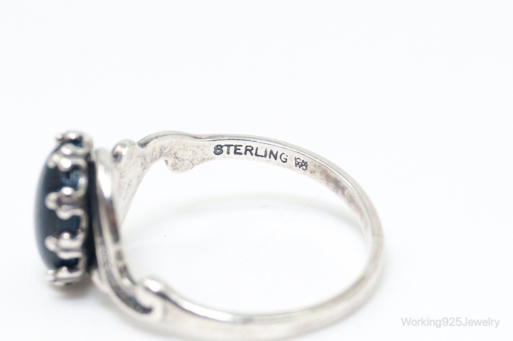 Antique Designer WM Co Paua Abalone Shell Sterling Silver Ring - SZ 8.25