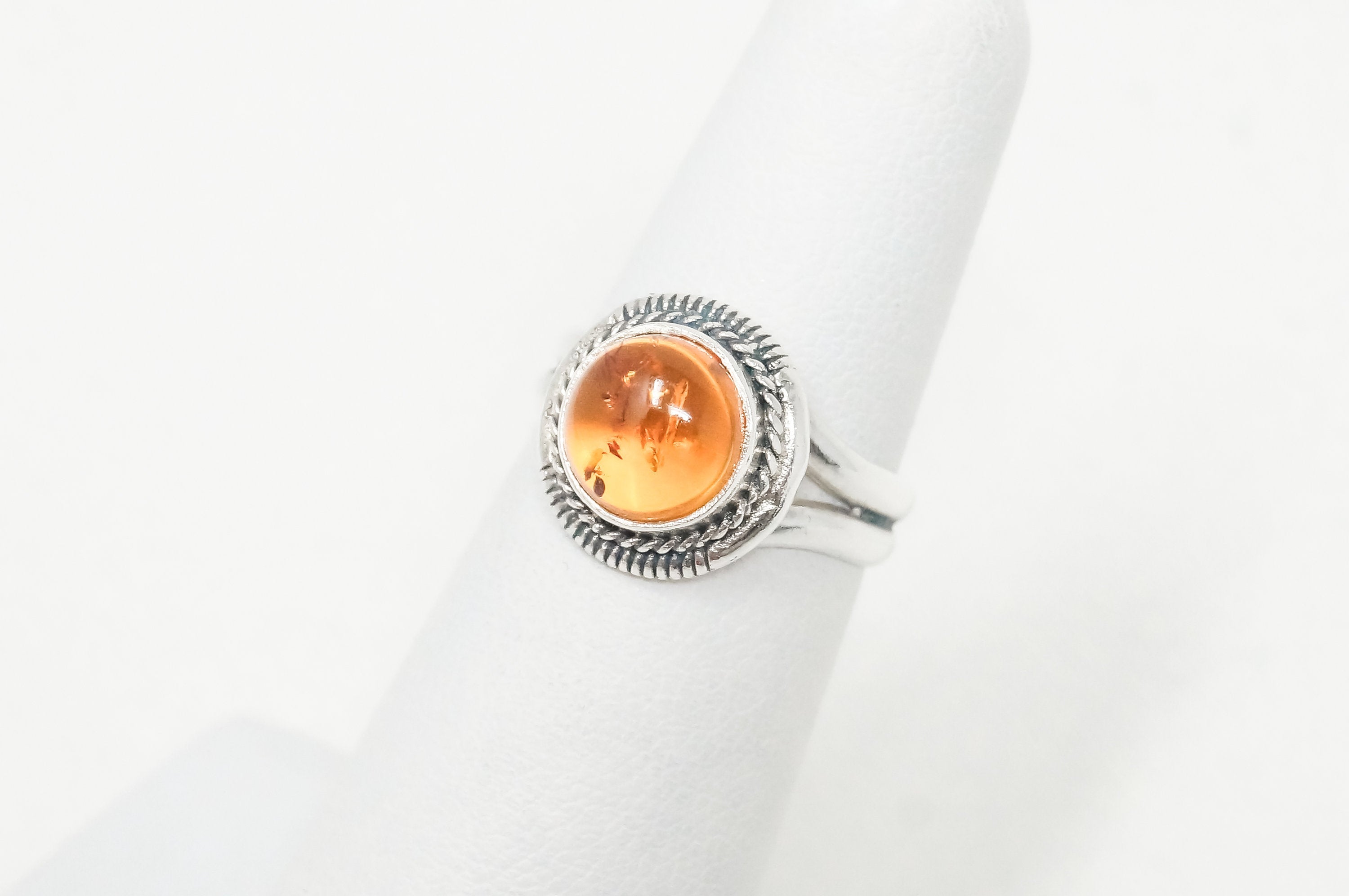 Vintage Designer BOMA Amber Rope Design Sterling Silver Ring - Sz 5 -783750436