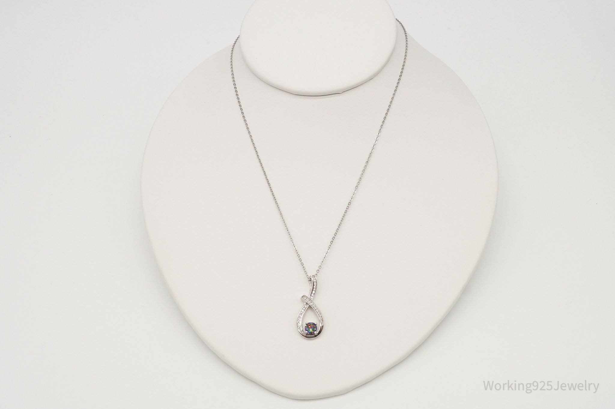 Designer Ryze Mystic Topaz Cubic Zirconia Sterling Silver Necklace