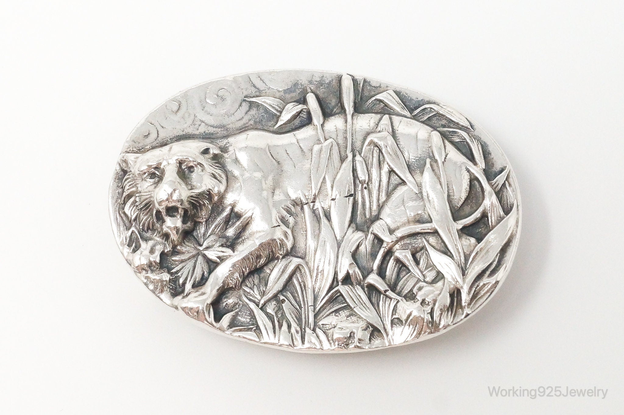 Vintage Jungle Tiger Sterling Silver Money Tie Money Clip